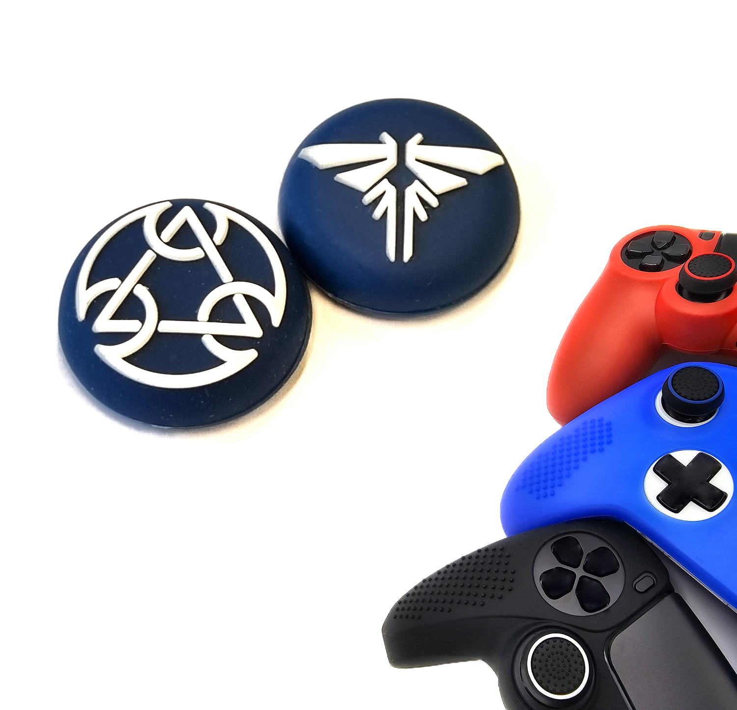 Gaming Thumb Grips | Performance Thumbsticks | Accessoires geschikt voor Playstation (PS4, PS5) & Xbox (360, One, Series X/S) & Nintendo Switch Pro Controller(s) | Thumbgrips | Space/Angel - Blauw/Wit