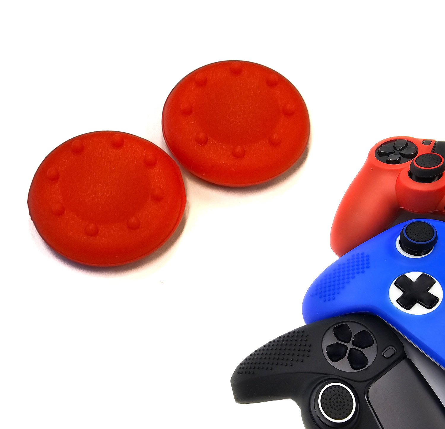 Gaming Thumb Grips | Performance Thumbsticks | Accessoires geschikt voor Playstation (PS4, PS5) & Xbox (360, One, Series X/S) & Nintendo Switch Pro Controller(s) | Thumbgrips | Thumbgrips 8 stippen - Rood