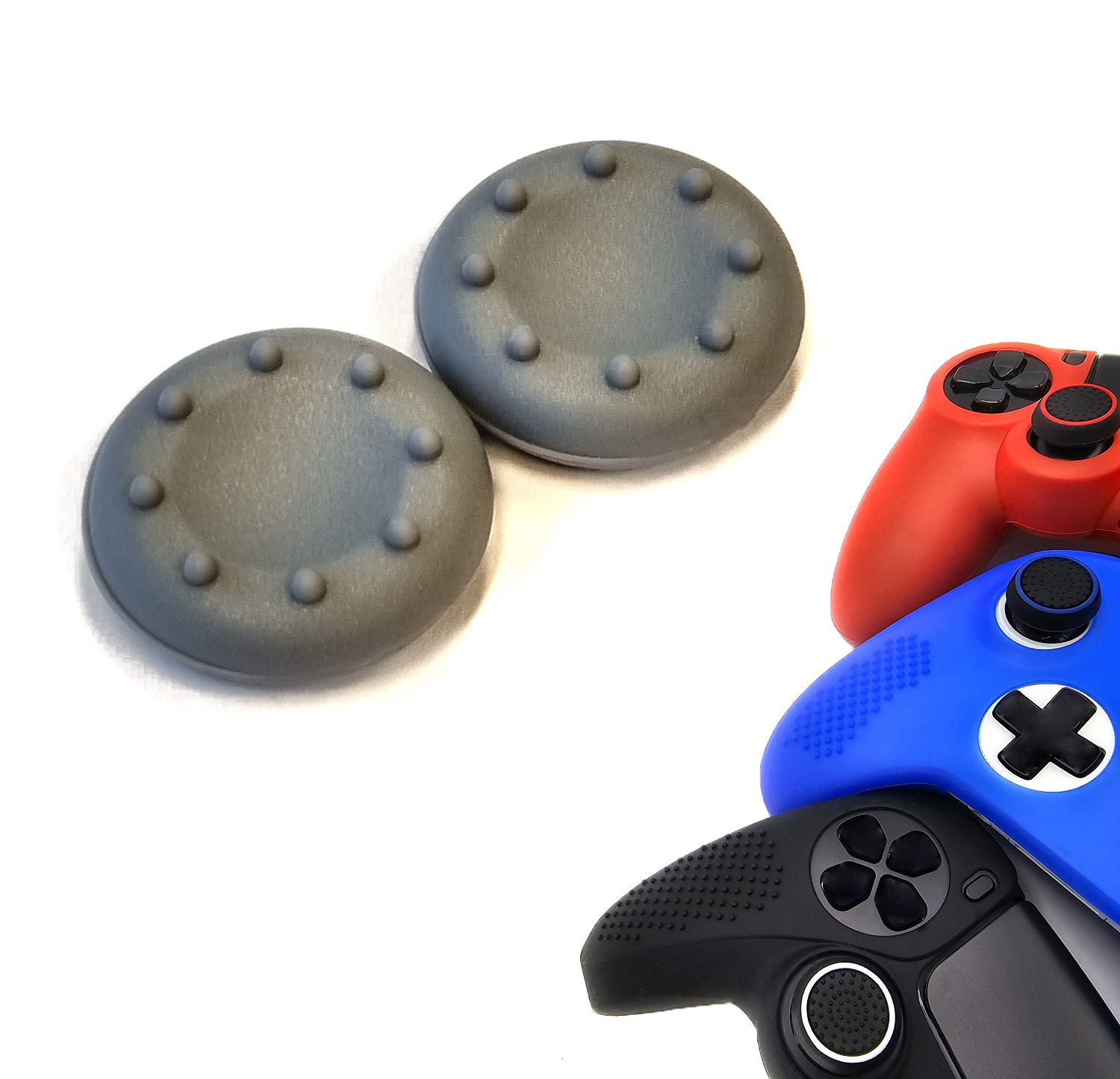 Gaming Thumb Grips | Performance Thumbsticks | Accessoires geschikt voor Playstation (PS4, PS5) & Xbox (360, One, Series X/S) & Nintendo Switch Pro Controller(s) | Thumbgrips | Thumbgrips 8 stippen - Grijs