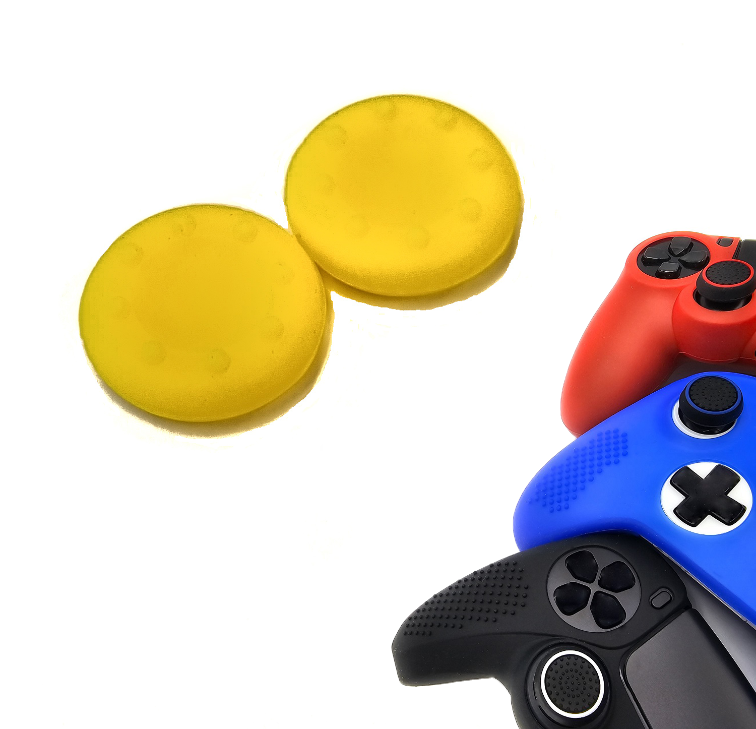 Gaming Thumb Grips | Performance Thumbsticks | Accessoires geschikt voor Playstation (PS4, PS5) & Xbox (360, One, Series X/S) & Nintendo Switch Pro Controller(s) | Thumbgrips | Thumbgrips 8 stippen - Geel