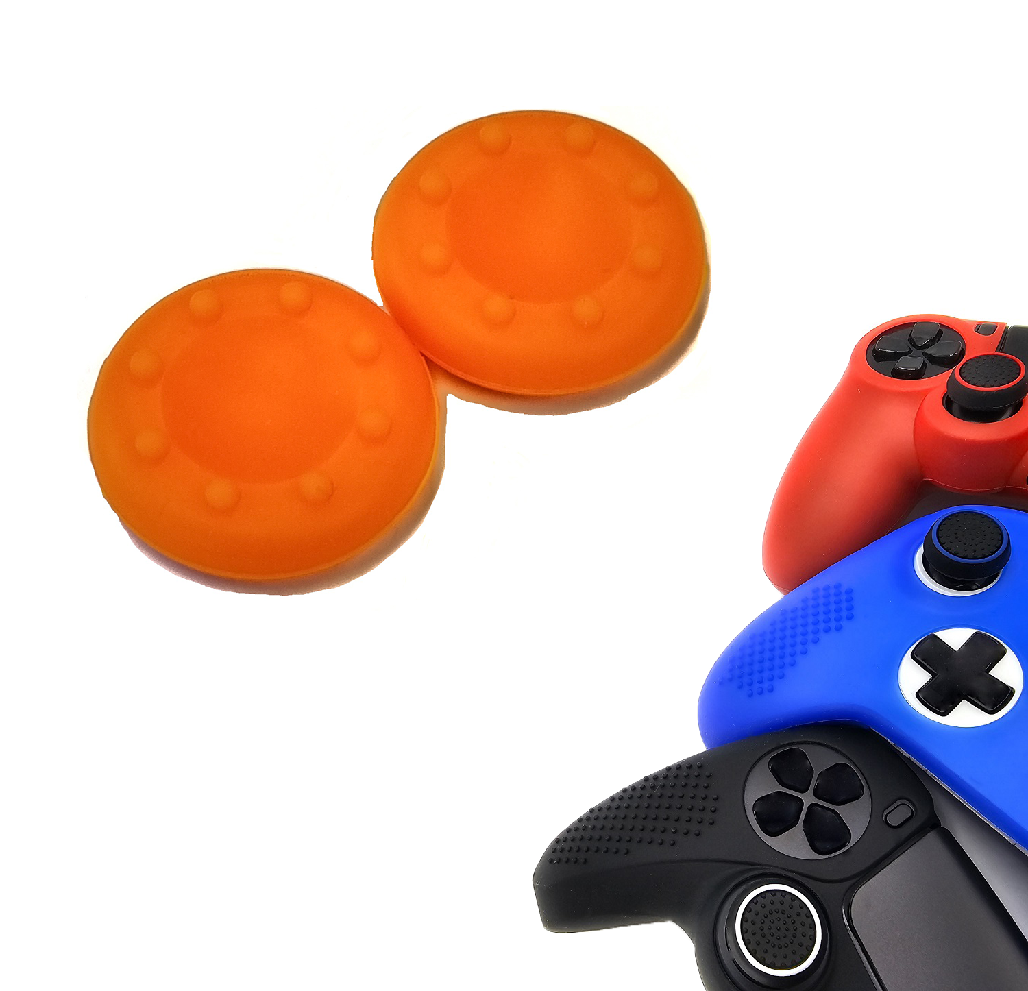 Gaming Thumb Grips | Performance Thumbsticks | Accessoires geschikt voor Playstation (PS4, PS5) & Xbox (360, One, Series X/S) & Nintendo Switch Pro Controller(s) | Thumbgrips | Thumbgrips 8 stippen - Oranje