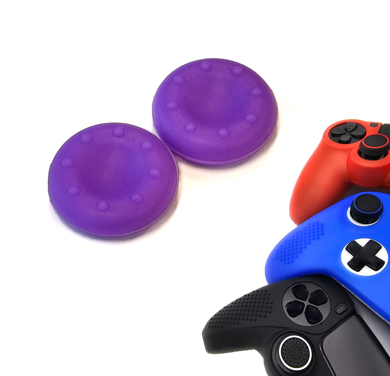 Gaming Thumb Grips | Performance Thumbsticks | Accessoires geschikt voor Playstation (PS4, PS5) & Xbox (360, One, Series X/S) & Nintendo Switch Pro Controller(s) | Thumbgrips | Thumbgrips 8 stippen - Paars