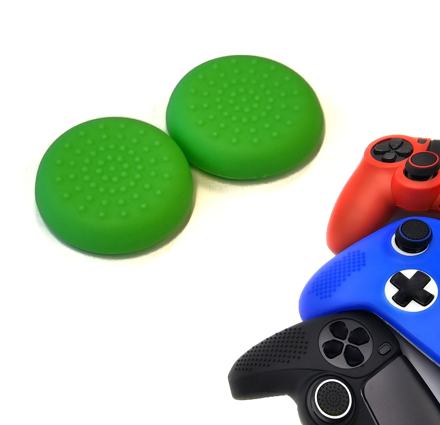 Gaming Thumb Grips | Performance Anti-slip Thumbsticks | Joystick Cap Thumb Grips | Thumbgrips 8 dots - Green | Accessories suitable for Playstation PS4 PS5 &amp; Xbox &amp; Nintendo Pro Controller