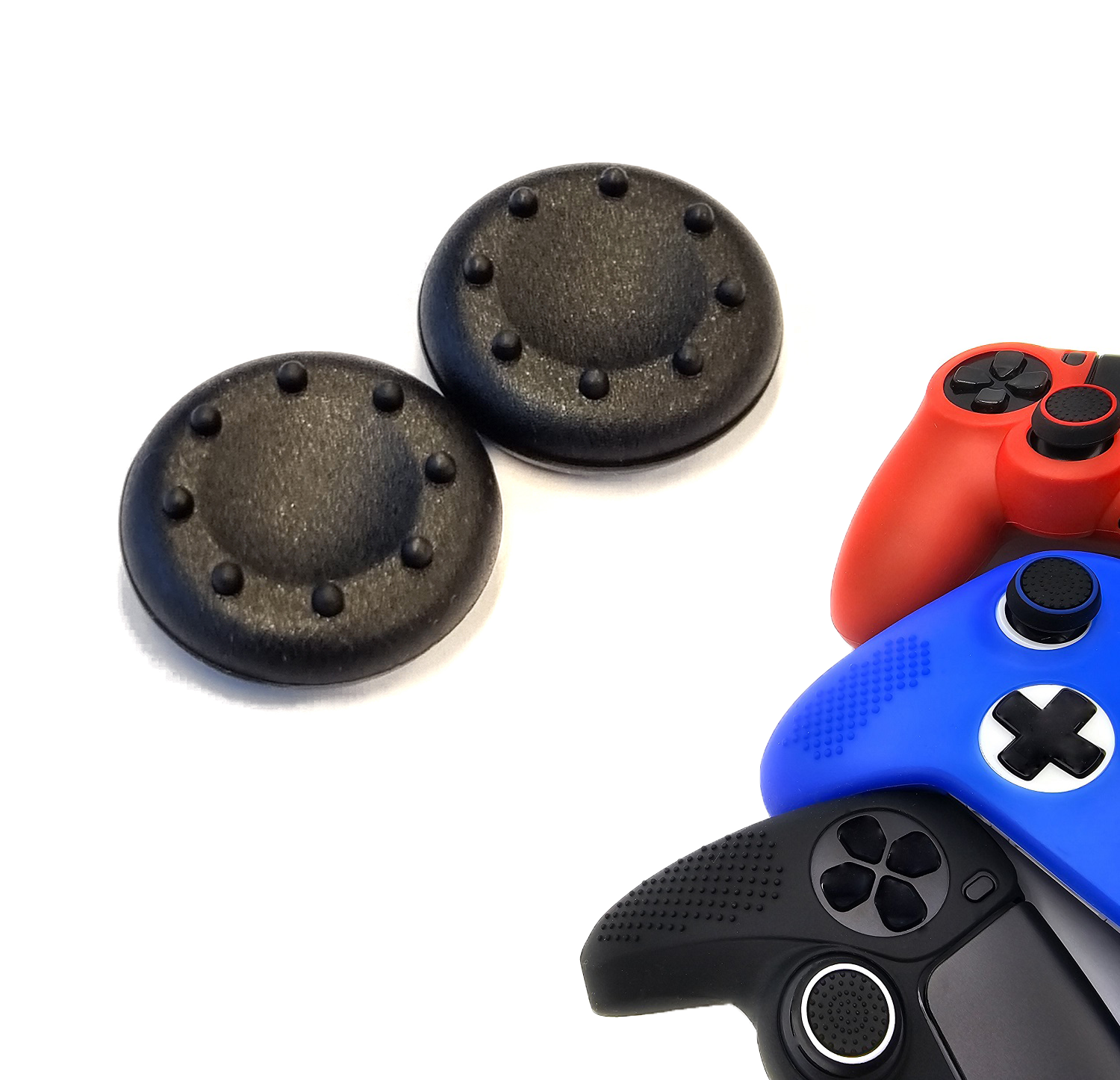 Gaming Thumb Grips | Performance Thumbsticks | Accessoires geschikt voor Playstation (PS4, PS5) & Xbox (360, One, Series X/S) & Nintendo Switch Pro Controller(s) | Thumbgrips | Thumbgrips 8 stippen - Zwart