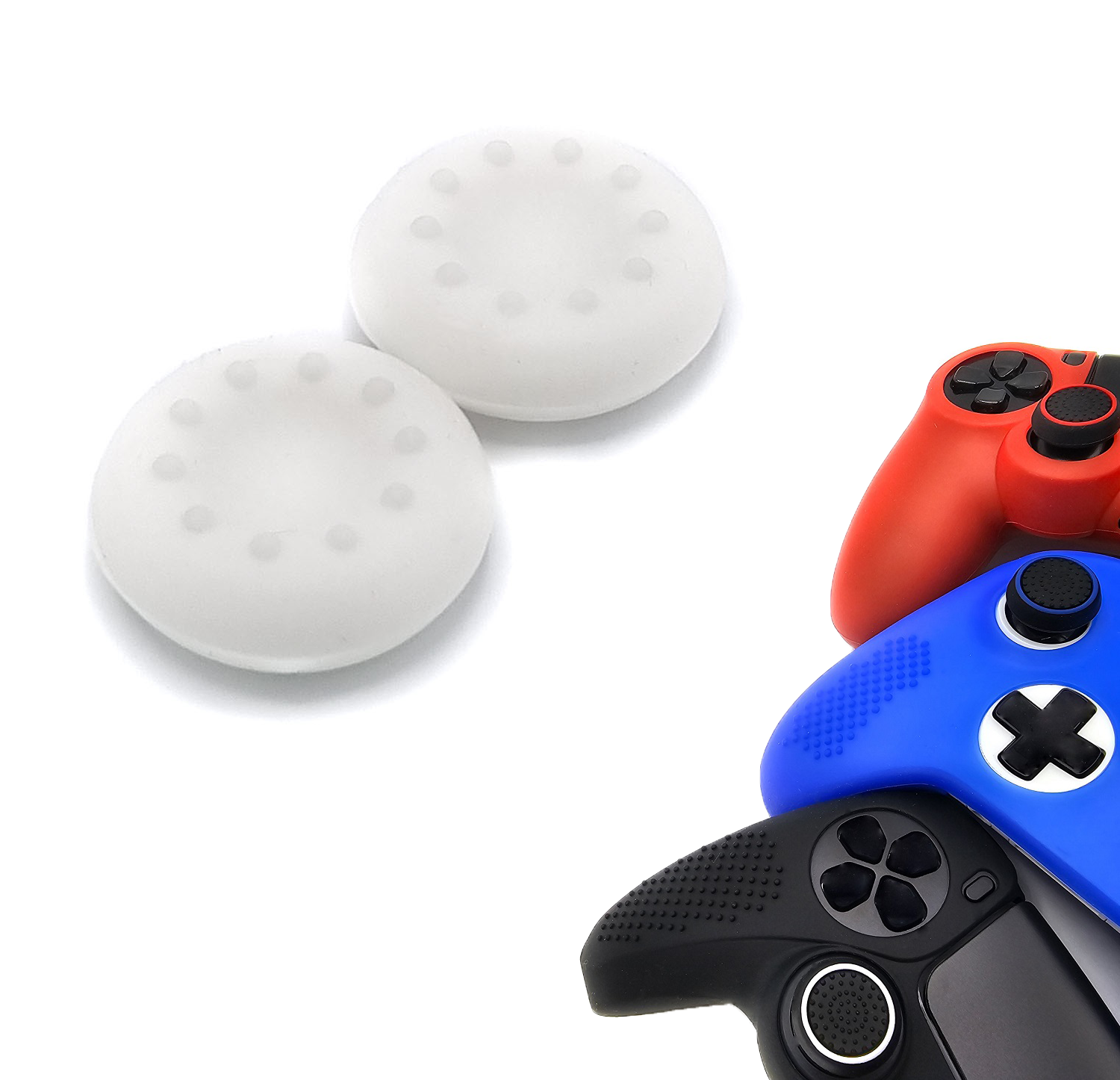 Gaming Thumb Grips | Performance Anti-slip Thumbsticks | Joystick Cap Thumb Grips | Thumbgrips 8 dots - White | Accessories suitable for Playstation PS4 PS5 &amp; Xbox &amp; Nintendo Pro Controller