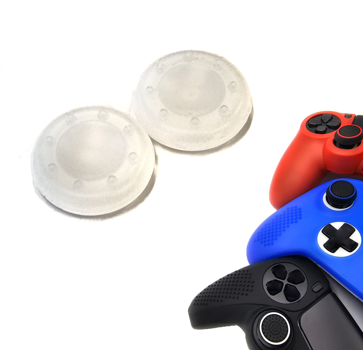 Gaming Thumb Grips | Performance Thumbsticks | Accessoires geschikt voor Playstation (PS4, PS5) & Xbox (360, One, Series X/S) & Nintendo Switch Pro Controller(s) | Thumbgrips | Thumbgrips 8 stippen - Transparant