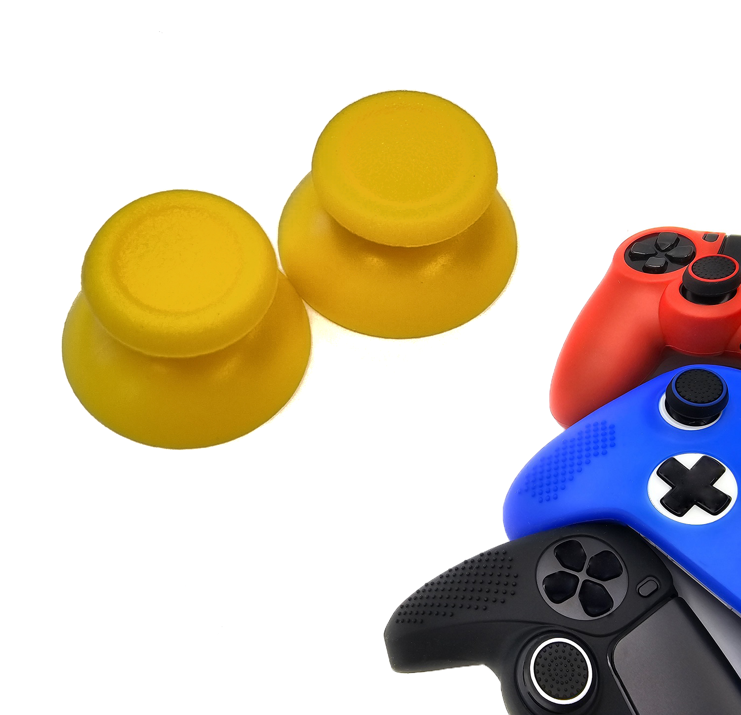 Gaming Thumb Grips | Performance Anti-slip Thumbsticks | Joystick Cap Thumb Grips | Joy Sticks - Yellow | Accessories suitable for Playstation PS4 PS5 &amp; Xbox &amp; Nintendo Pro Controller