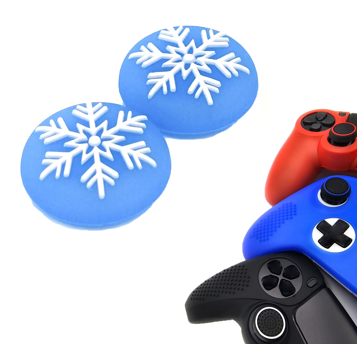 Gaming Thumb Grips | Performance Anti-slip Thumbsticks | Joystick Cap Thumb Grips | Snowflake - Blue | Accessories suitable for Nintendo Switch Joy-Con Controllers