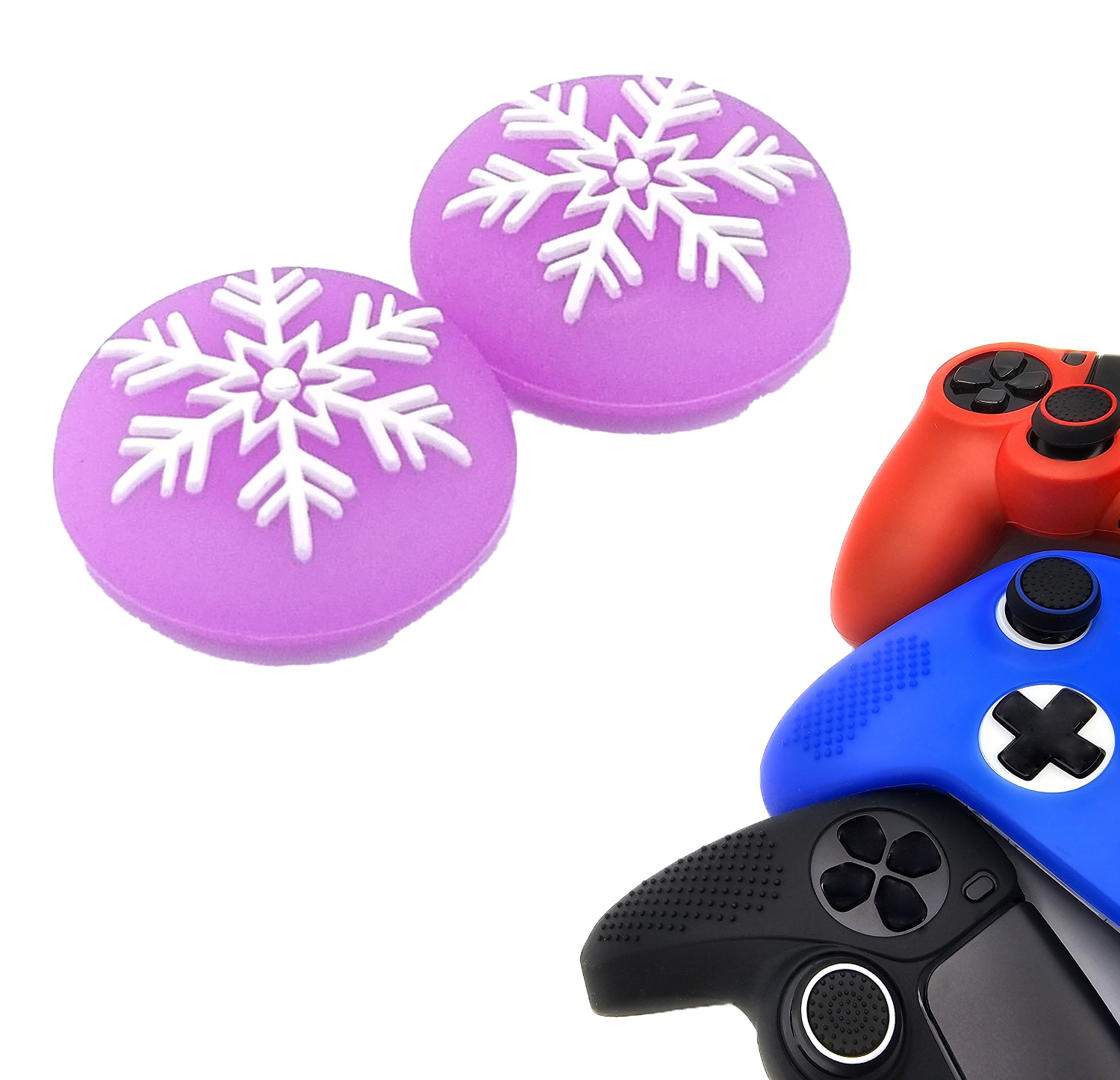 Gaming Thumb Grips | Performance Thumbsticks | Accessoires geschikt voor Playstation (PS4, PS5) & Xbox (360, One, Series X/S) & Nintendo Switch Pro Controller(s) | Thumbgrips | Sneeuwvlok - Paars