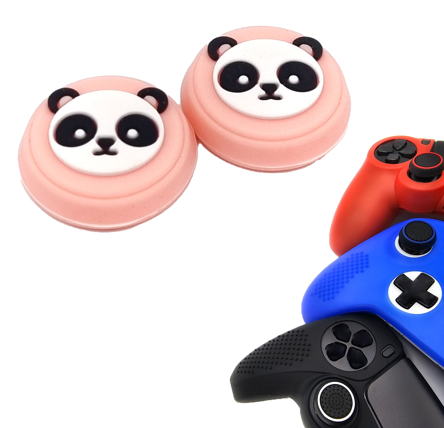 Gaming Thumb Grips | Performance Thumbsticks | Accessoires geschikt voor Playstation (PS4, PS5) & Xbox (360, One, Series X/S) & Nintendo Switch Pro Controller(s) | Thumbgrips | Panda - Roze