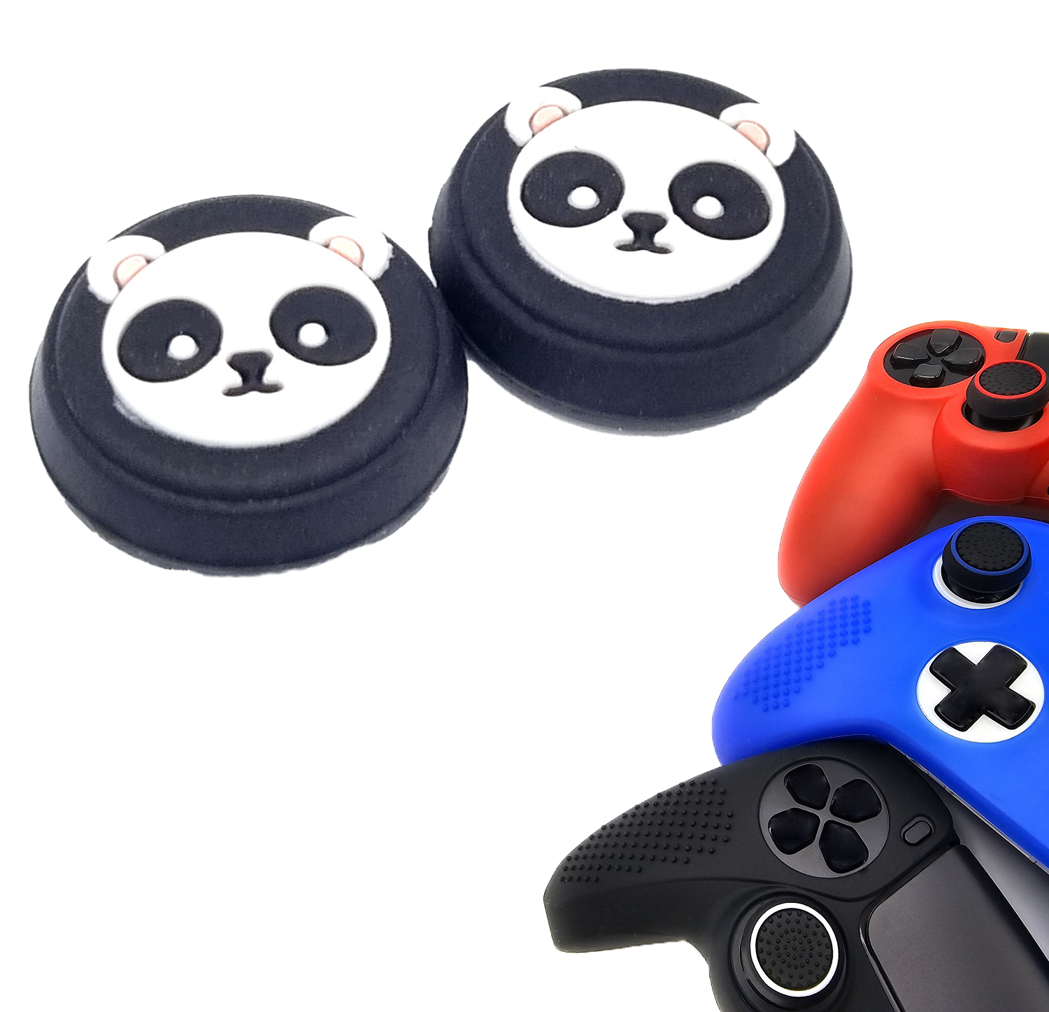 Gaming Thumb Grips | Performance Thumbsticks | Accessoires geschikt voor Playstation (PS4, PS5) & Xbox (360, One, Series X/S) & Nintendo Switch Pro Controller(s) | Thumbgrips | Panda - Zwart