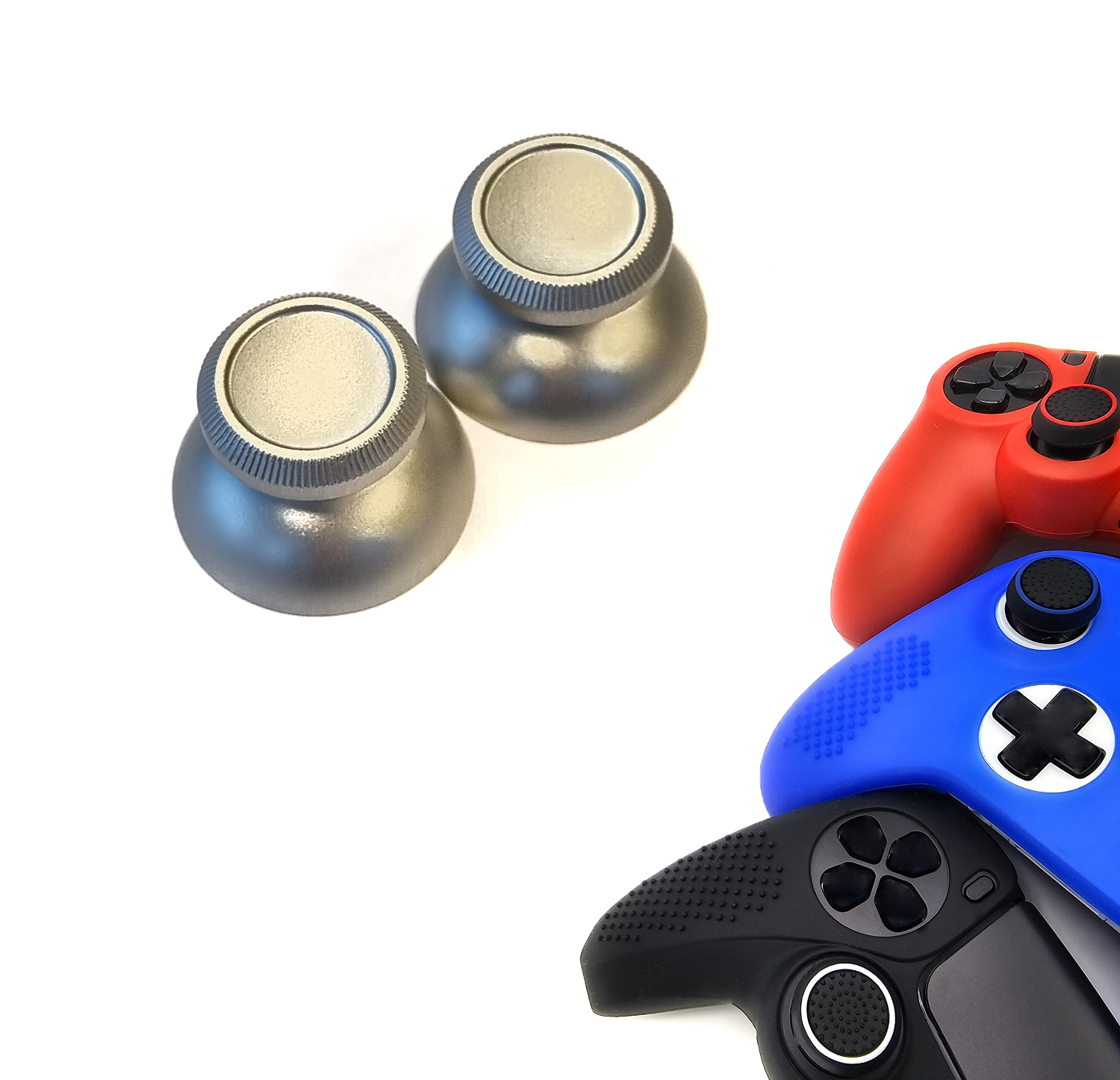 Gaming Thumb Grips | Performance Thumbsticks | Accessoires geschikt voor Playstation (PS4, PS5) & Xbox (360, One, Series X/S) & Nintendo Switch Pro Controller(s) | Thumbgrips | Glimmend - Zilver