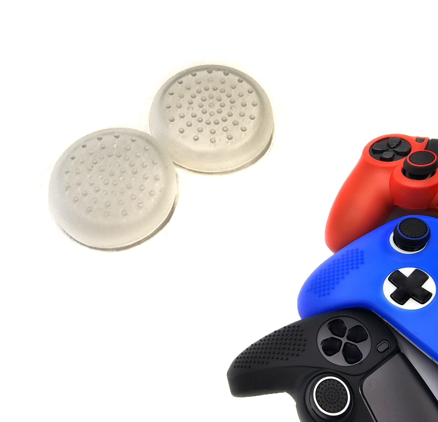 Gaming Thumb Grips | Performance Thumbsticks | Accessoires geschikt voor Playstation (PS4, PS5) & Xbox (360, One, Series X/S) & Nintendo Switch Pro Controller(s) | Thumbgrips | Thumbs Stippen - Transparant