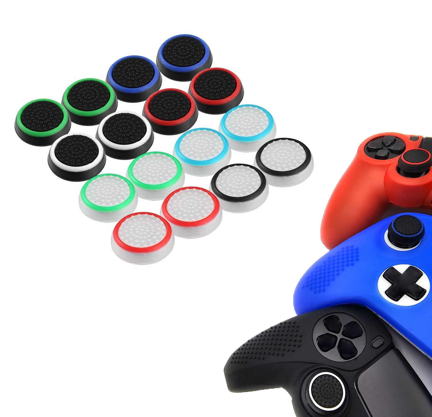 Gaming Thumb Grips | Performance Thumbsticks | Accessoires geschikt voor Playstation (PS4, PS5) & Xbox (360, One, Series X/S) & Nintendo Switch Pro Controller(s) | Thumbgrips | Thumbgrips - Multicolor