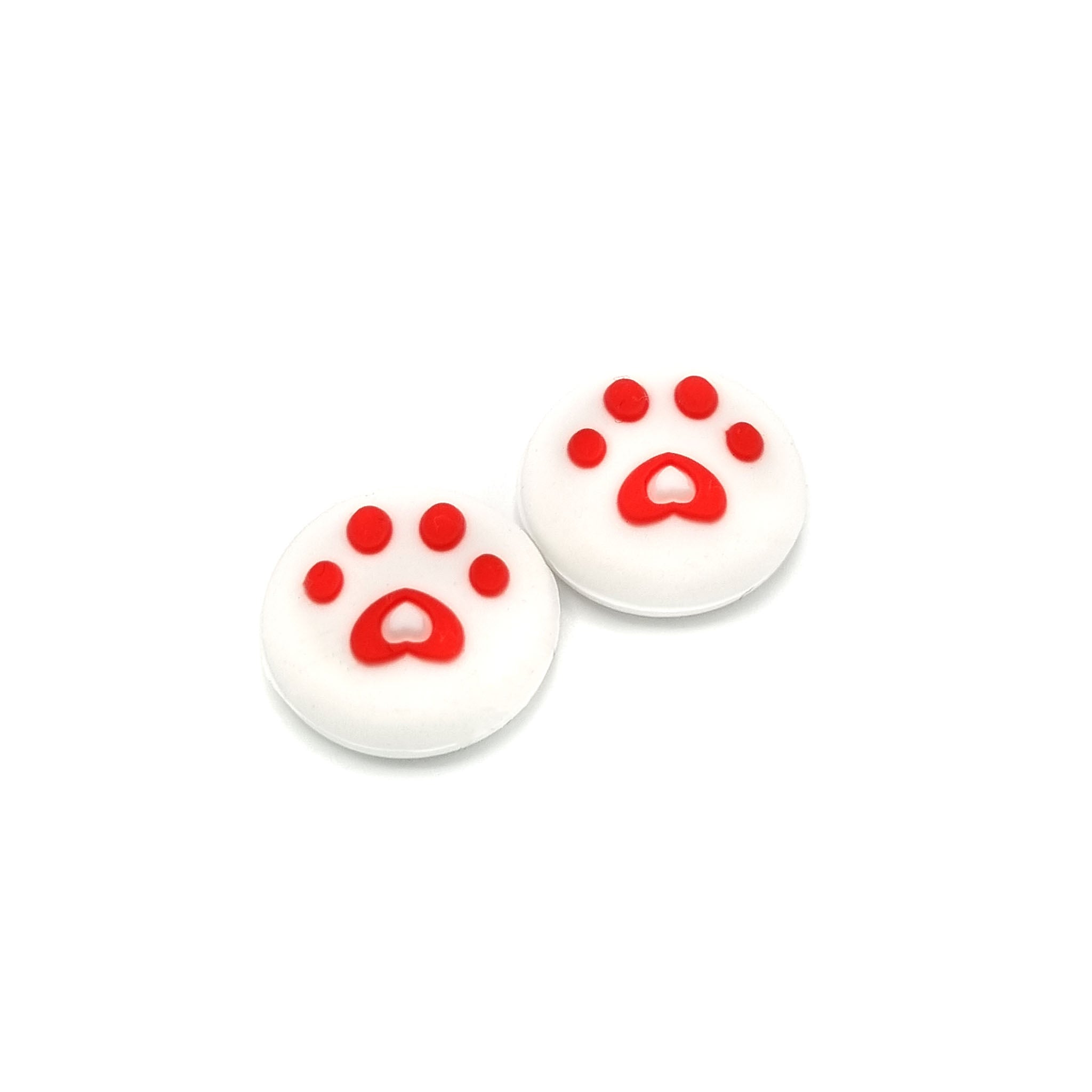 Gaming Thumb Grips | Performance Anti-slip Thumbsticks | Joystick Cap Thumb Grips | Paws - White with Red | Accessories suitable for Nintendo Switch Joy-Con Controllers