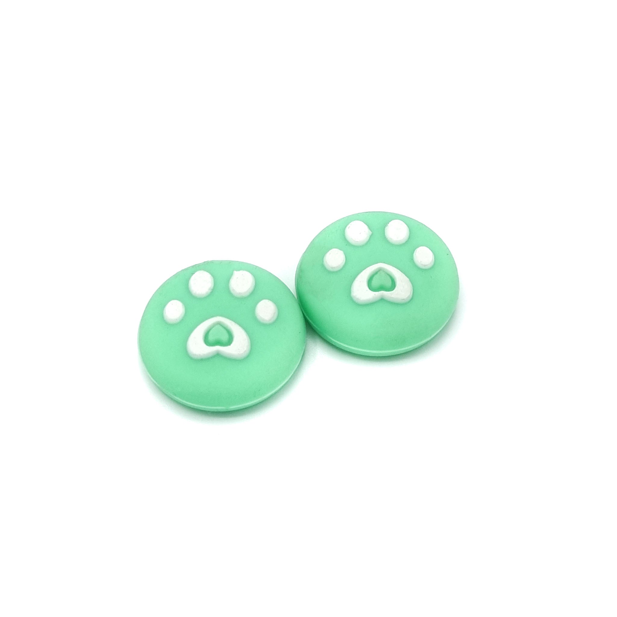 Gaming Thumb Grips | Performance Anti-slip Thumbsticks | Joystick Cap Thumb Grips | Paws - Green with White | Accessories suitable for Nintendo Switch Joy-Con Controllers