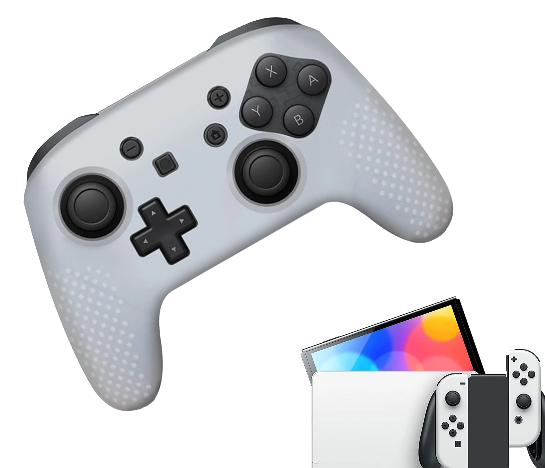 Silicone Game Controller(s) Cases | Performance Anti-slip Skin Protective Cover | Softcover Grip Case | White | Accessories suitable for Nintendo Switch Pro Controller(s)