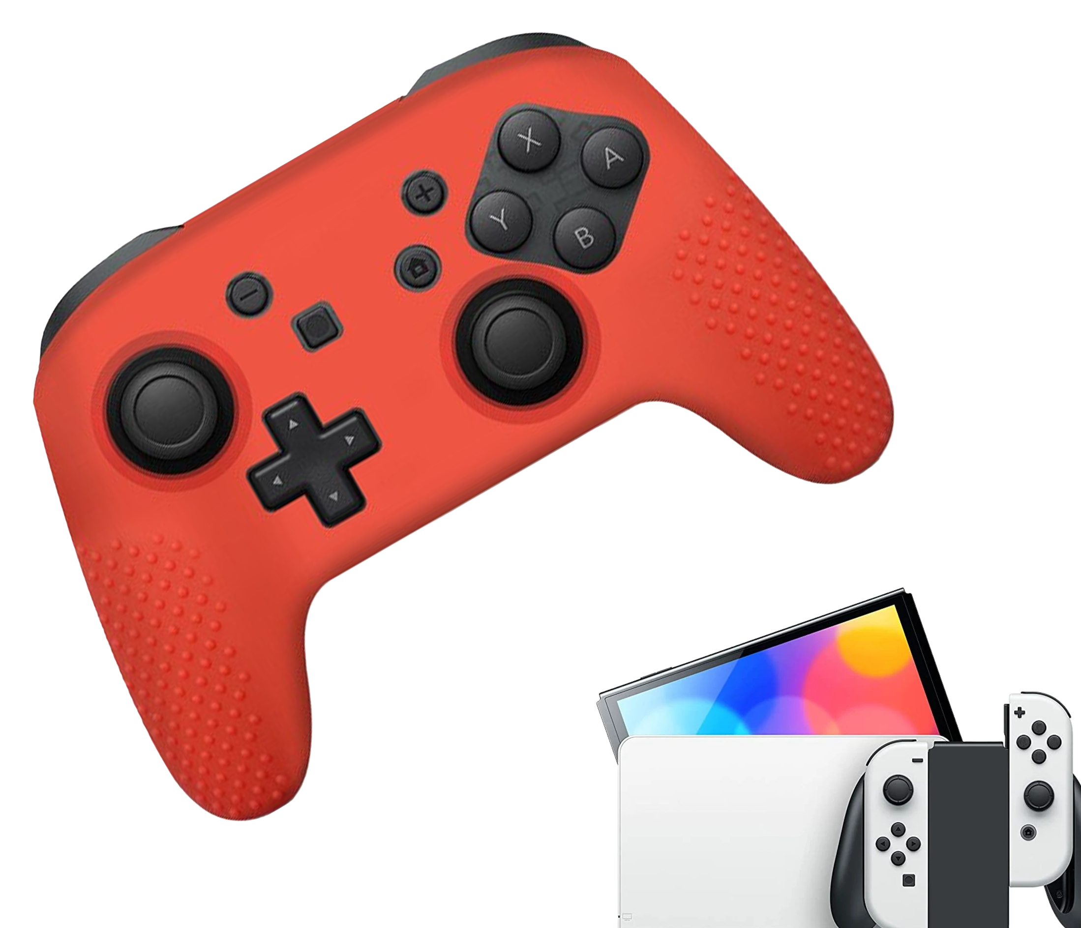 Silicone Game Controller(s) Cases | Performance Anti-slip Skin Protective Cover | Softcover Grip Case | Red | Accessories suitable for Nintendo Switch Pro Controller(s)