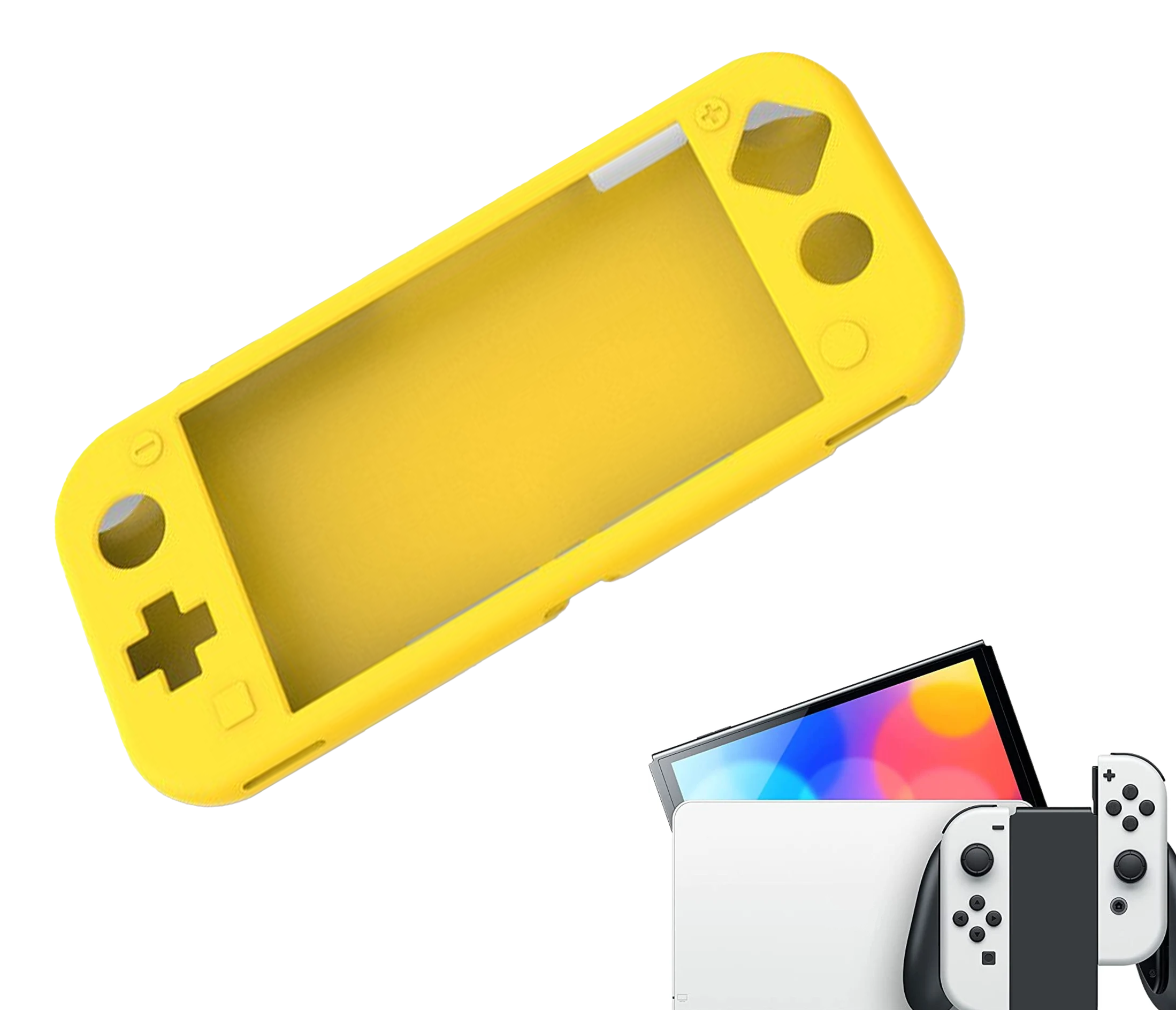 Silicone Game Console Protective Case | Performance Anti-slip Skin | Softcover Grip Case | Yellow | Accessories suitable for Nintendo Switch LITE