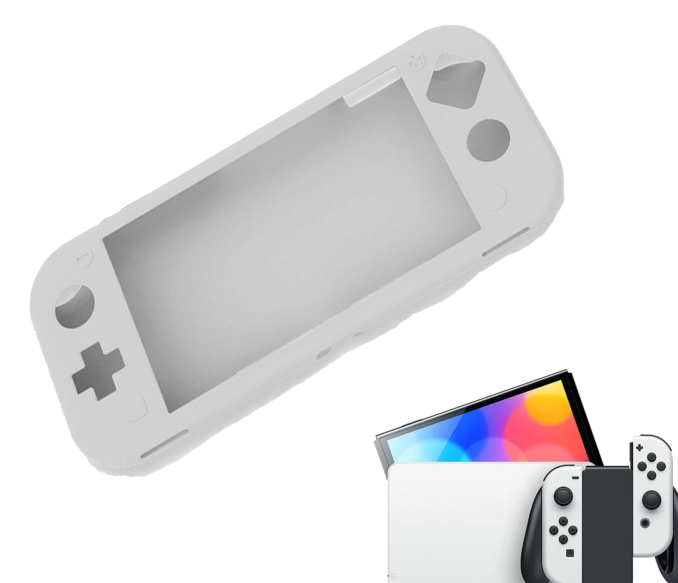 Silicone Game Console Protective Case | Performance Anti-slip Skin | Softcover Grip Case | White | Accessories suitable for Nintendo Switch LITE