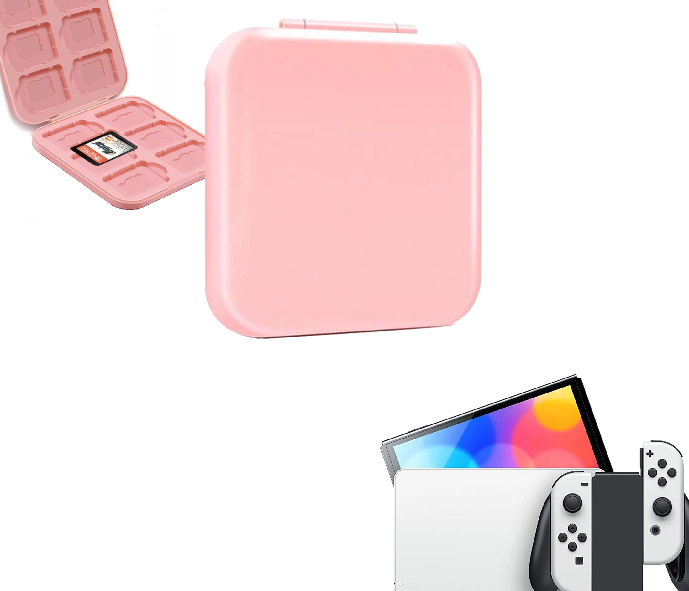 Cassette holder | Game holder | Storage box | Cassette box | Pink | Accessories suitable for Nintendo Switch