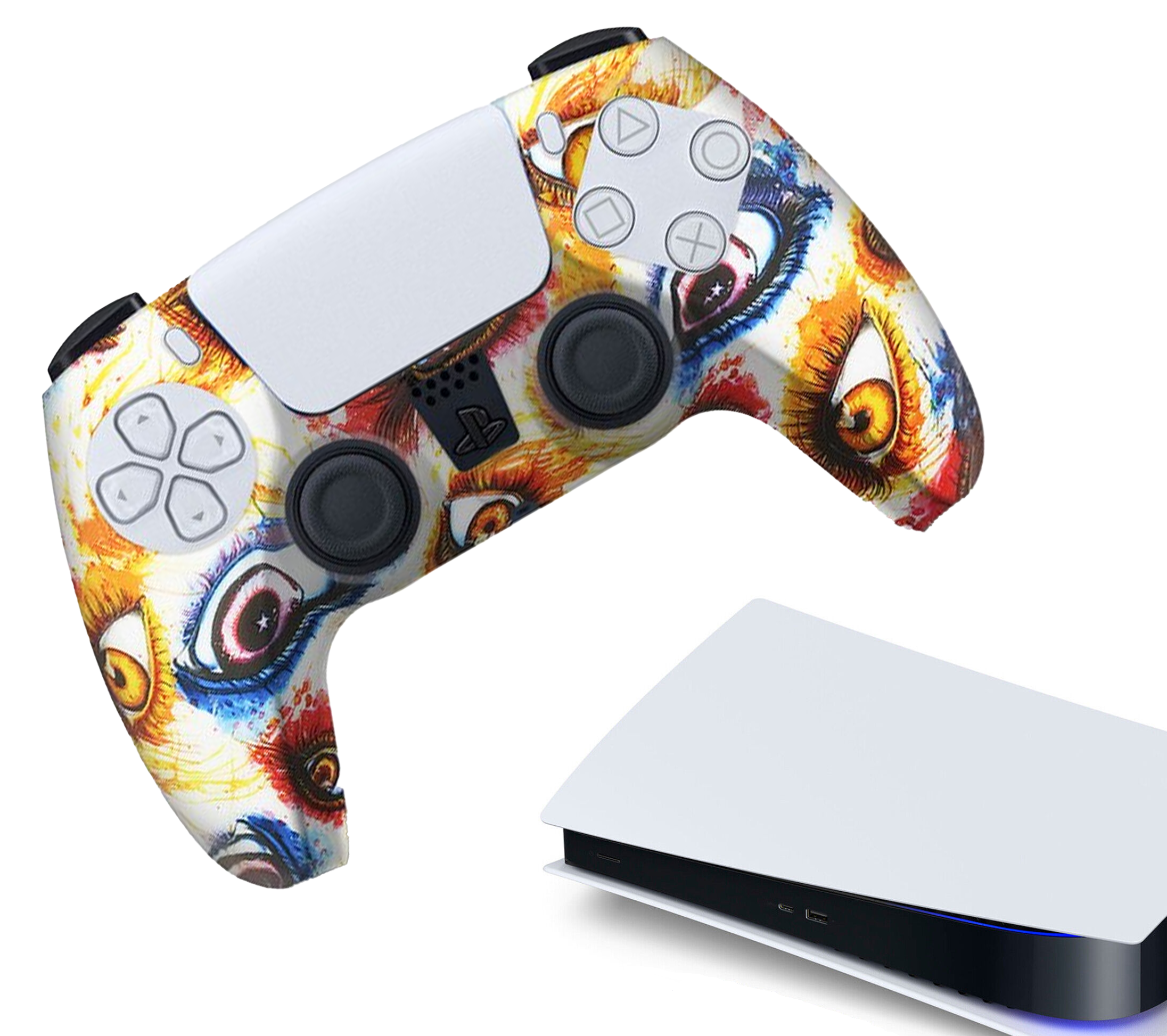 Silikon-Game-Controller-Hüllen | Performance Anti-Rutsch-Hautschutzhülle | Softcover-Griffhülle | Augen | Zubehör passend für Playstation 5 - PS5