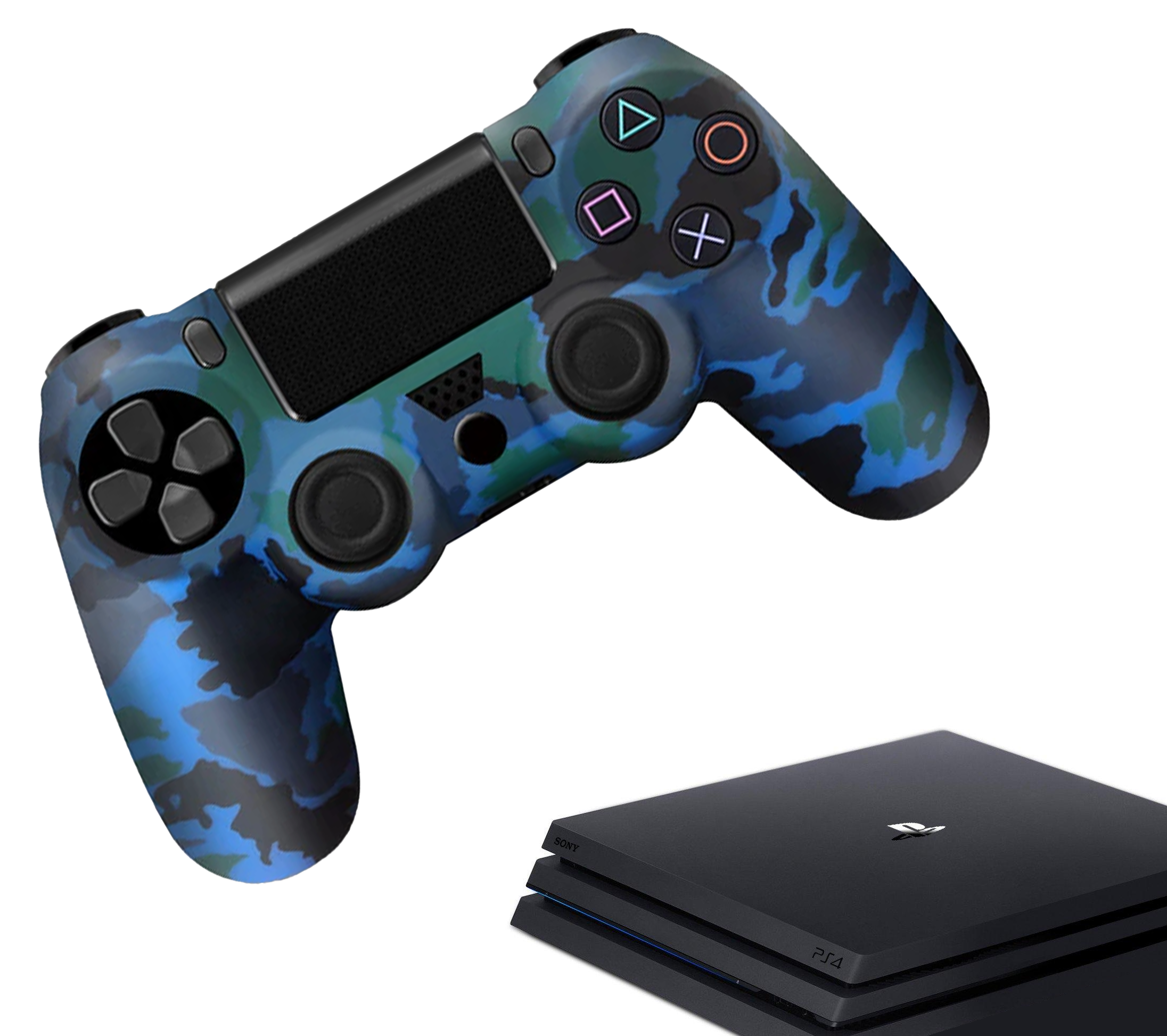 Silikon-Game-Controller-Hüllen | Performance Anti-Rutsch-Hautschutzhülle | Softcover-Griffhülle | Camo - Blau | Zubehör passend für Playstation 4 - PS4