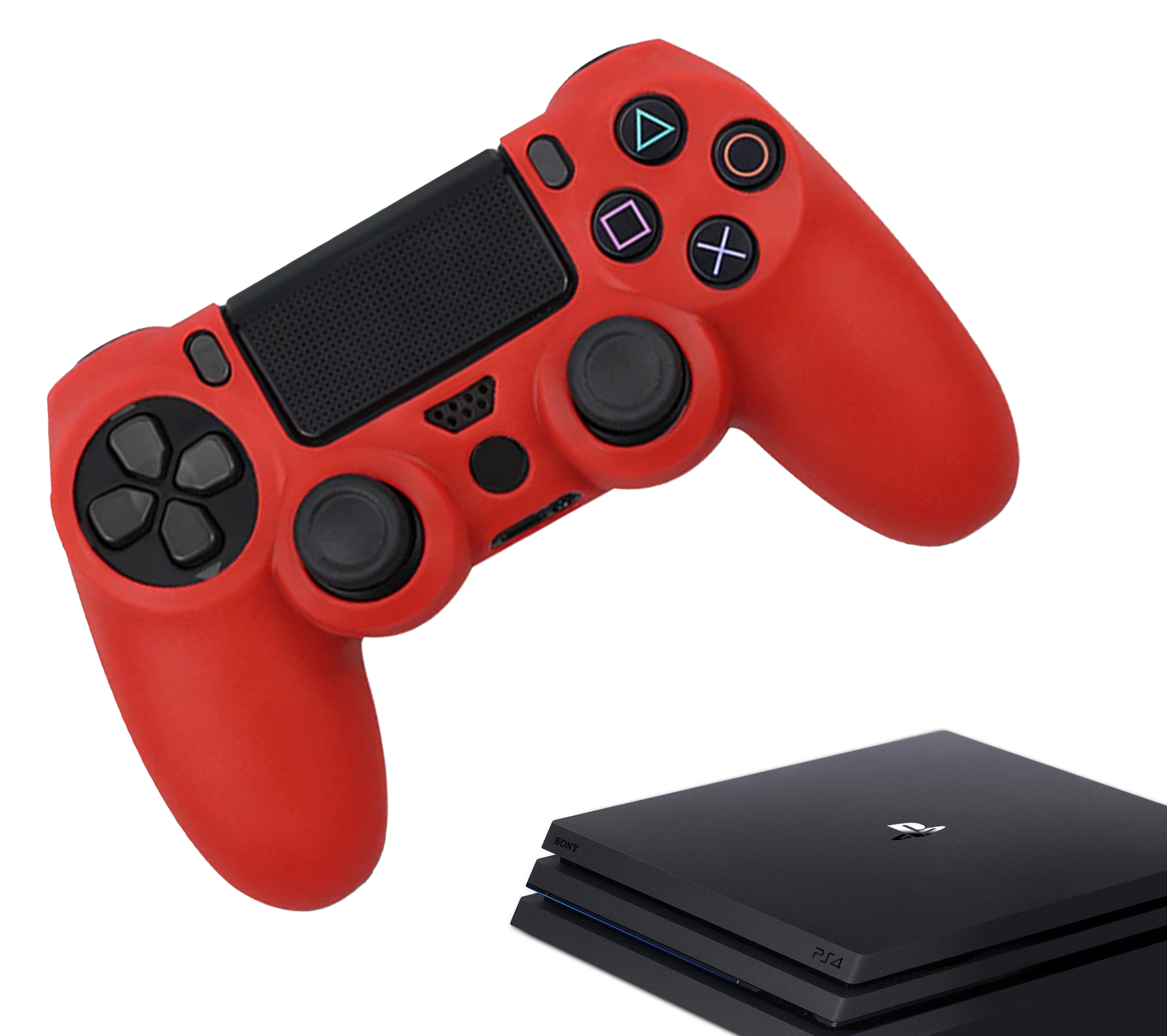 Silicone Game Controller(s) Cases | Performance Anti-slip Skin Protective Cover | Softcover Grip Case | Red | Accessories suitable for Playstation 4 - PS4