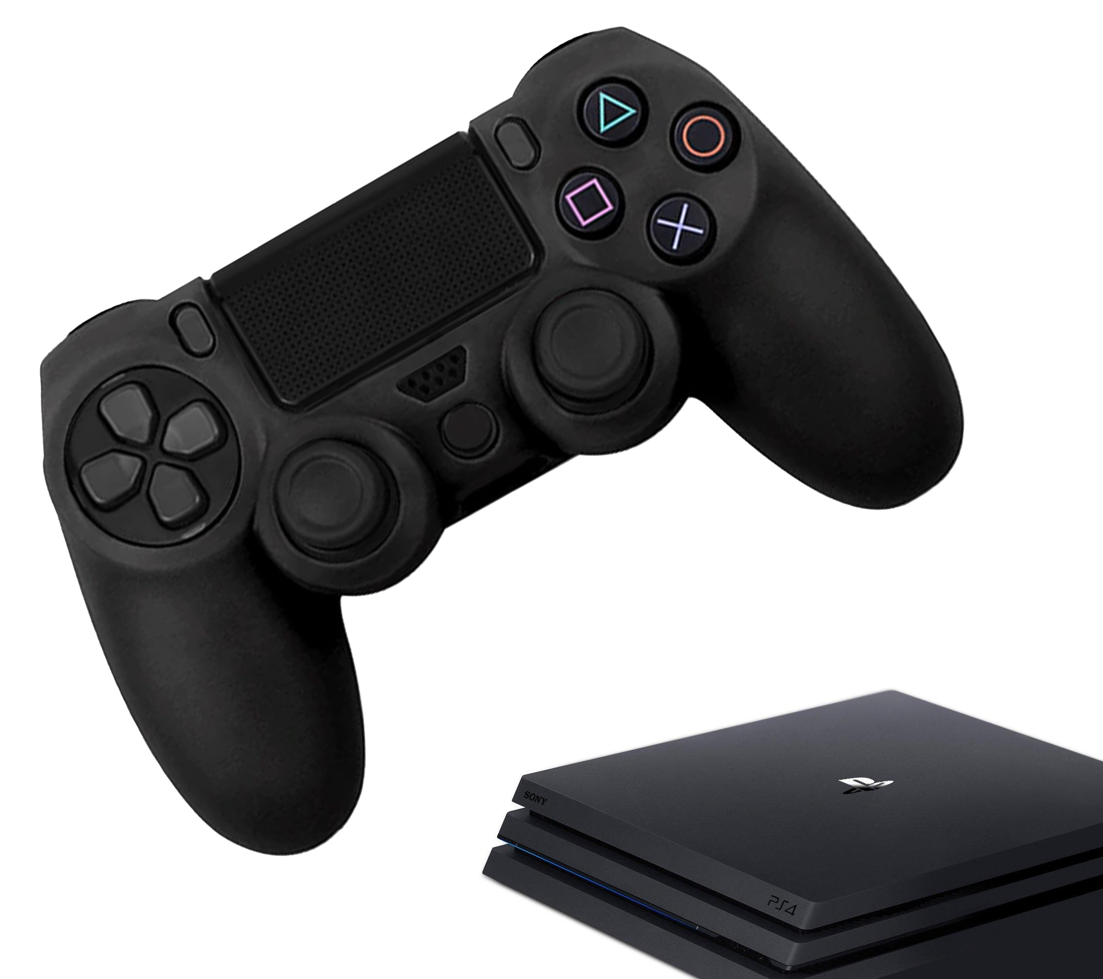 Silikon-Game-Controller-Hüllen | Performance Anti-Rutsch-Hautschutzhülle | Softcover-Griffhülle | Schwarz | Zubehör passend für Playstation 4 - PS4