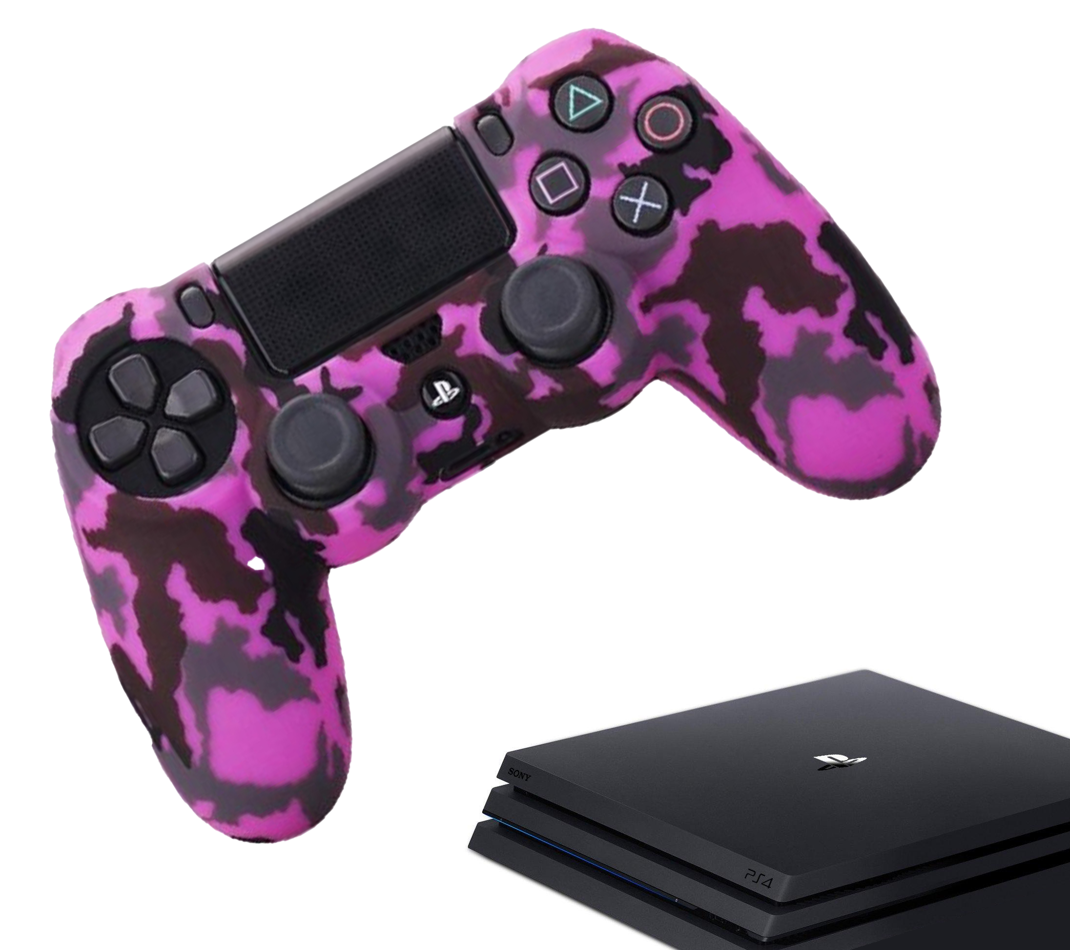 Silicone Game Controller(s) Cases | Performance Anti-slip Skin Protective Cover | Softcover Grip Case | Camo - Pink | Accessories suitable for Playstation 4 - PS4