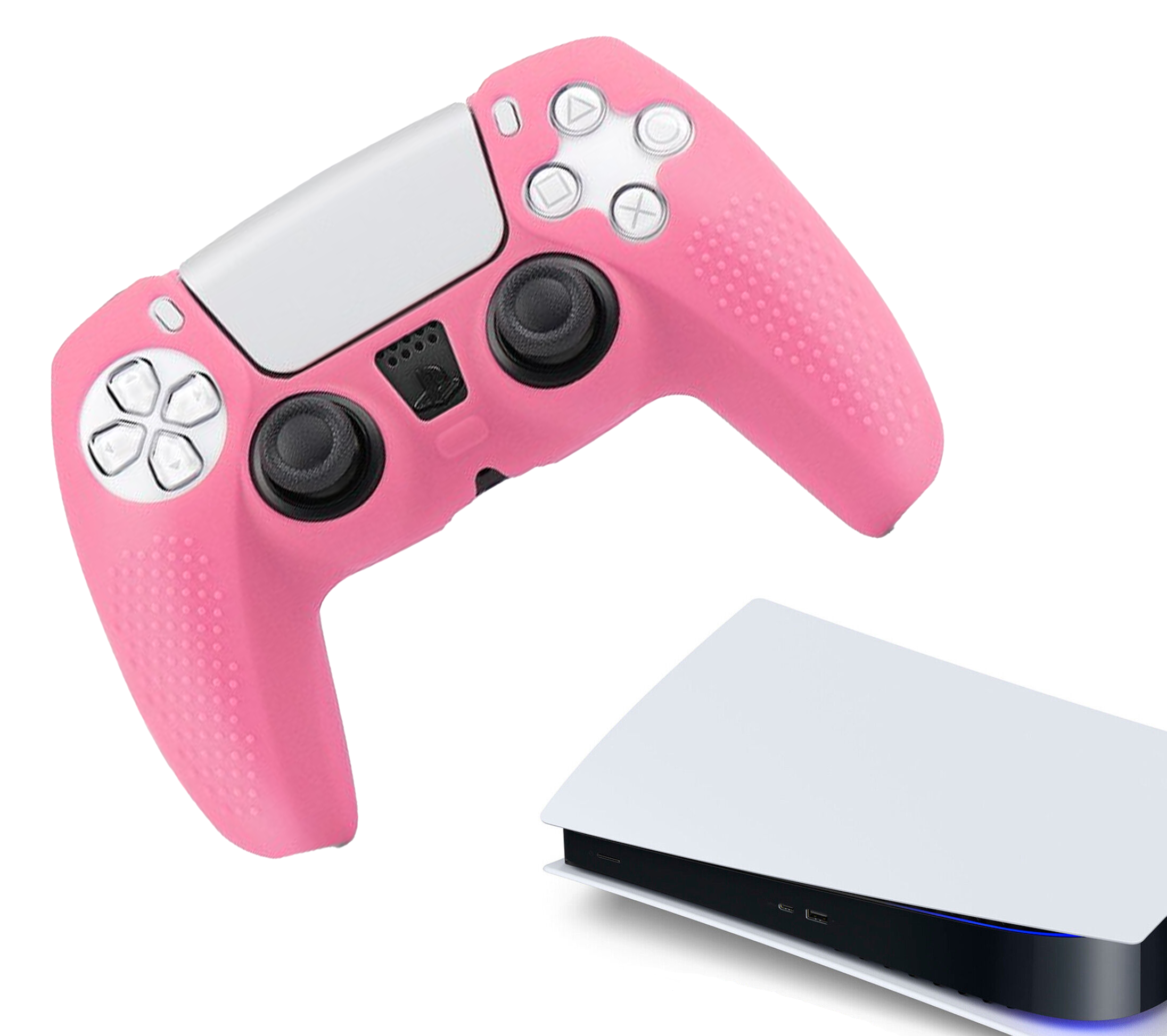 Silikon-Game-Controller-Hüllen | Performance Anti-Rutsch-Hautschutzhülle | Softcover-Griffhülle | Griff Rosa | Zubehör passend für Playstation 5 - PS5