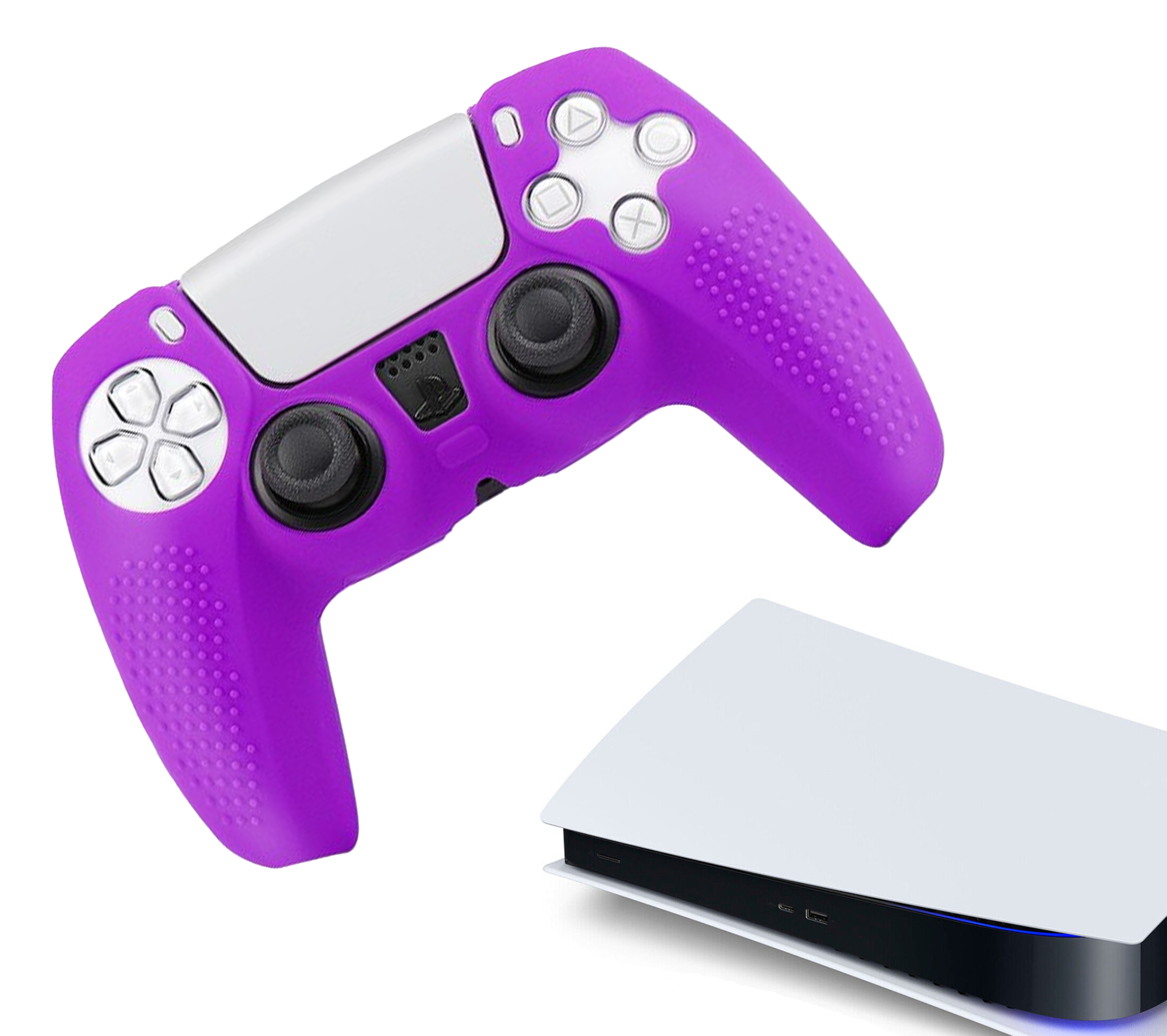 Silikon-Game-Controller-Hüllen | Performance Anti-Rutsch-Hautschutzhülle | Softcover-Griffhülle | Griff Lila | Zubehör passend für Playstation 5 - PS5