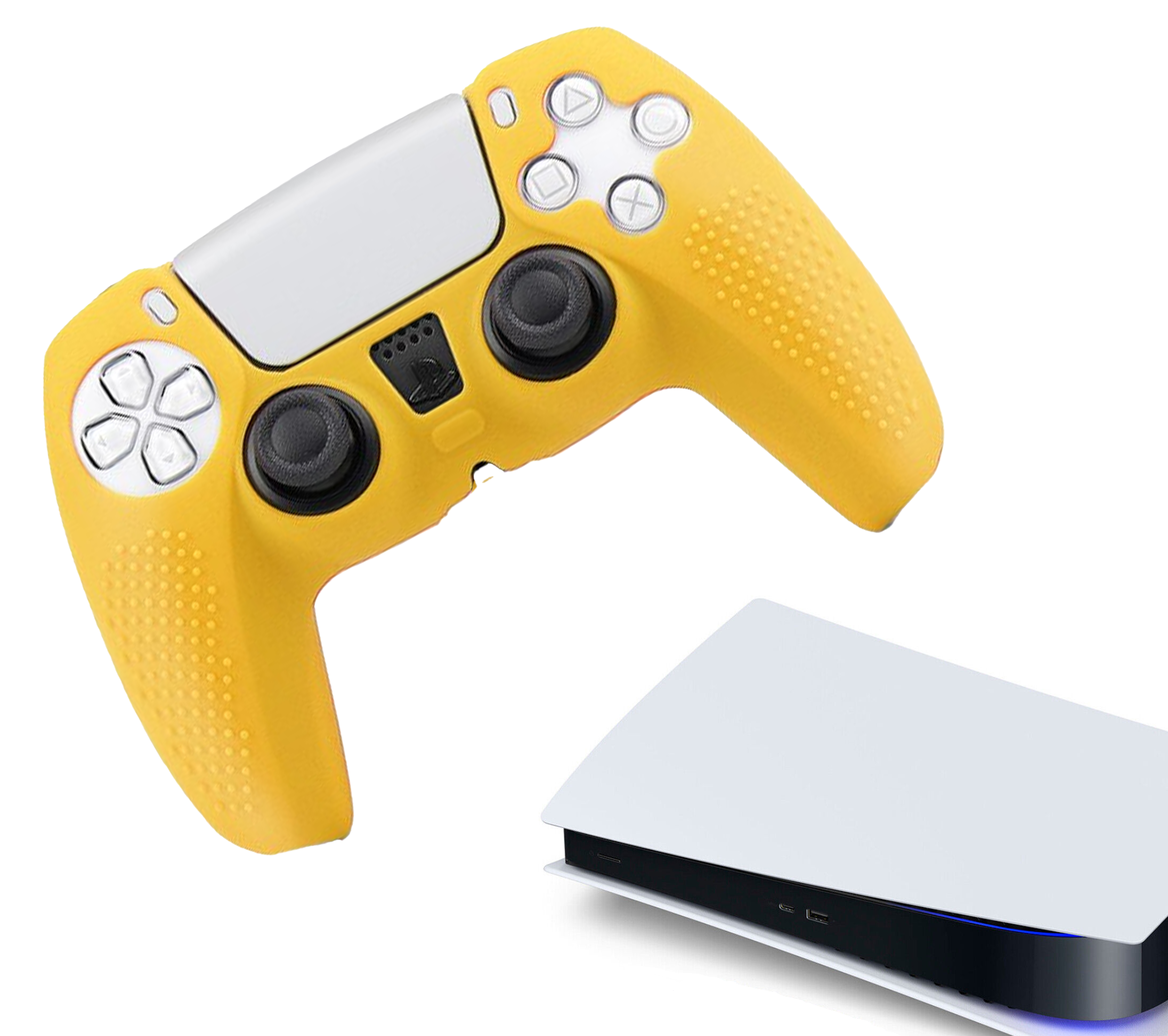 Silikon-Game-Controller-Hüllen | Performance Anti-Rutsch-Hautschutzhülle | Softcover-Griffhülle | Griff Gelb | Zubehör passend für Playstation 5 - PS5