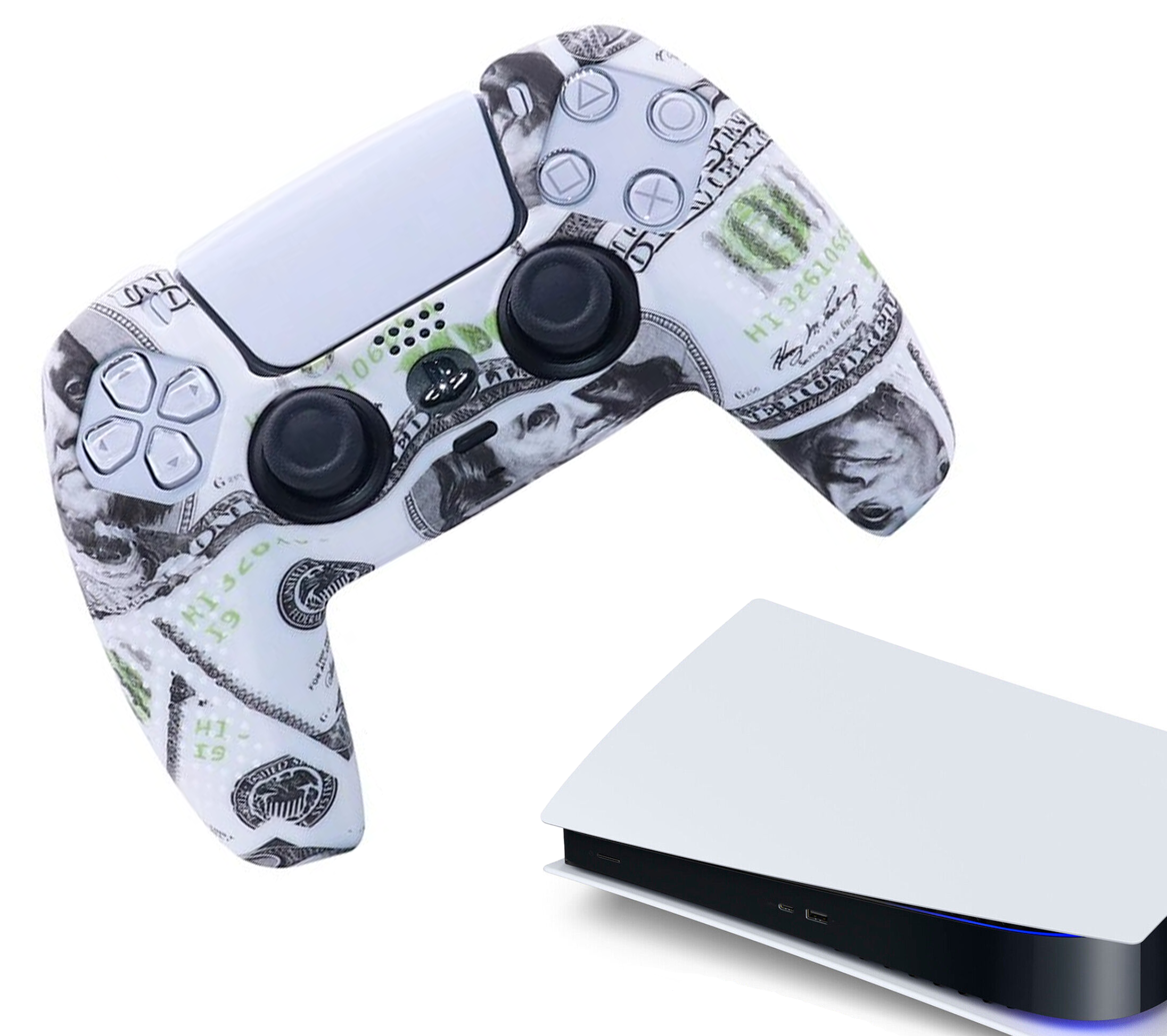 Silikon-Game-Controller-Hüllen | Performance Anti-Rutsch-Hautschutzhülle | Softcover-Griffhülle | Bargeld | Zubehör passend für Playstation 5 - PS5