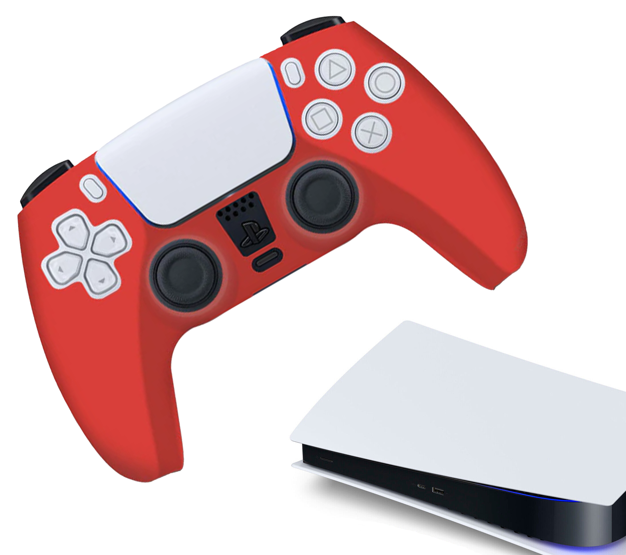 Gaming Controller Hoesjes | Performance Case | Softcover Grip Skins |  Accessoires geschikt voor Playstation (PS5) | Rood