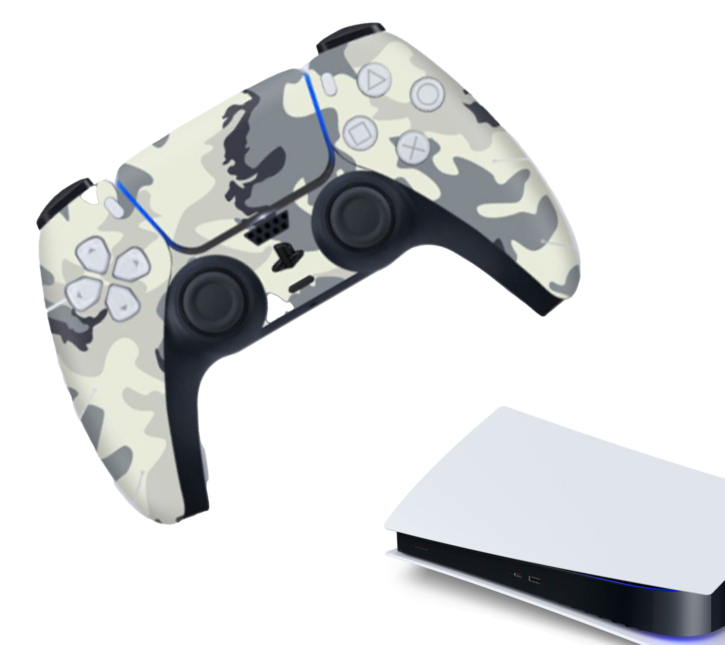 Gaming Controller Stickers | Bescherming Skin | Grip Case |  Accessoires geschikt voor Playstation (PS5) | Camo - Wit