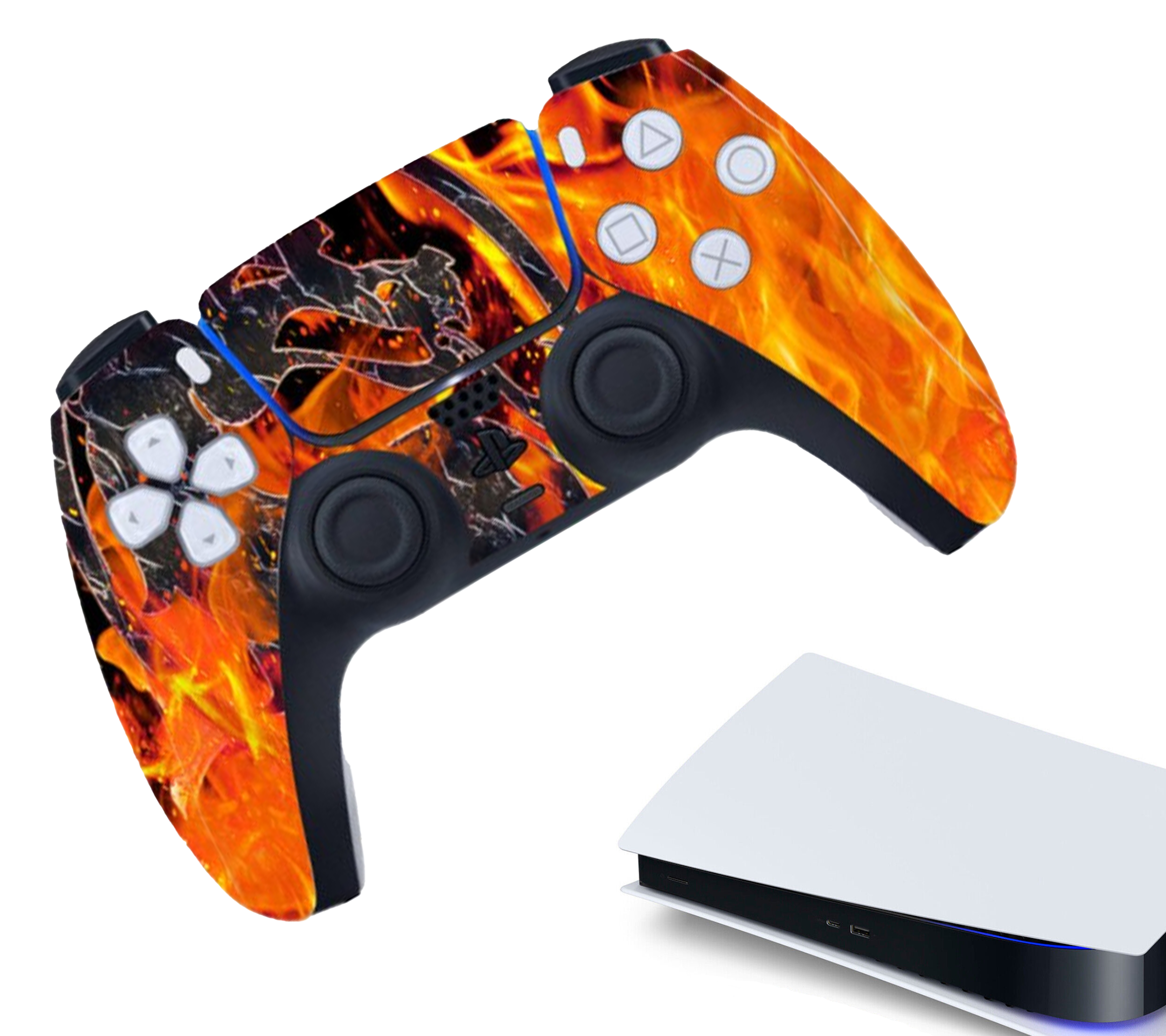 Gaming Controller(s) Stickers | Protection Skin | Grip Case | Fire | Accessories suitable for Playstation 5 - PS5