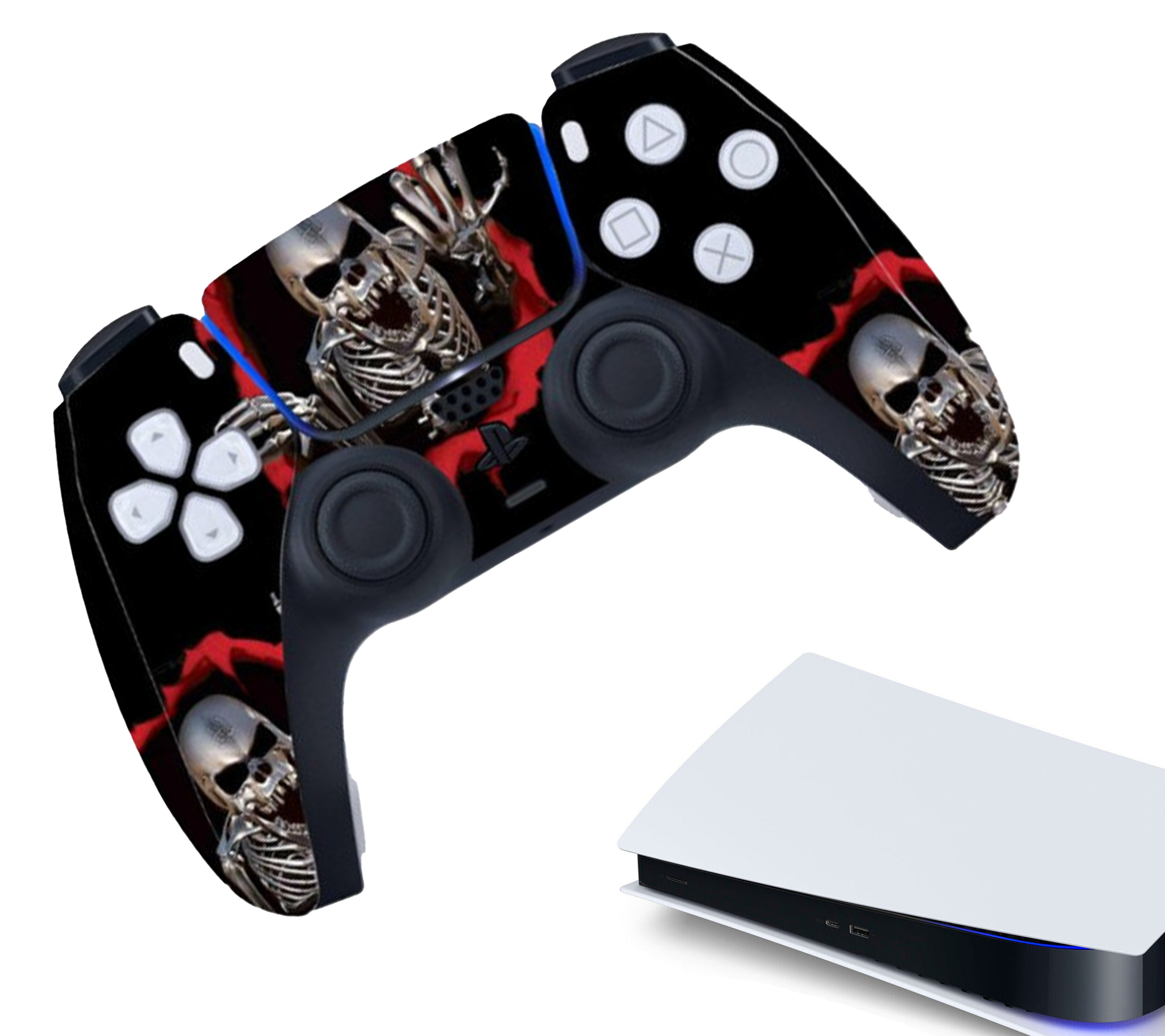 Gaming Controller Stickers | Bescherming Skin | Grip Case |  Accessoires geschikt voor Playstation (PS5) | Skelet - Zwart