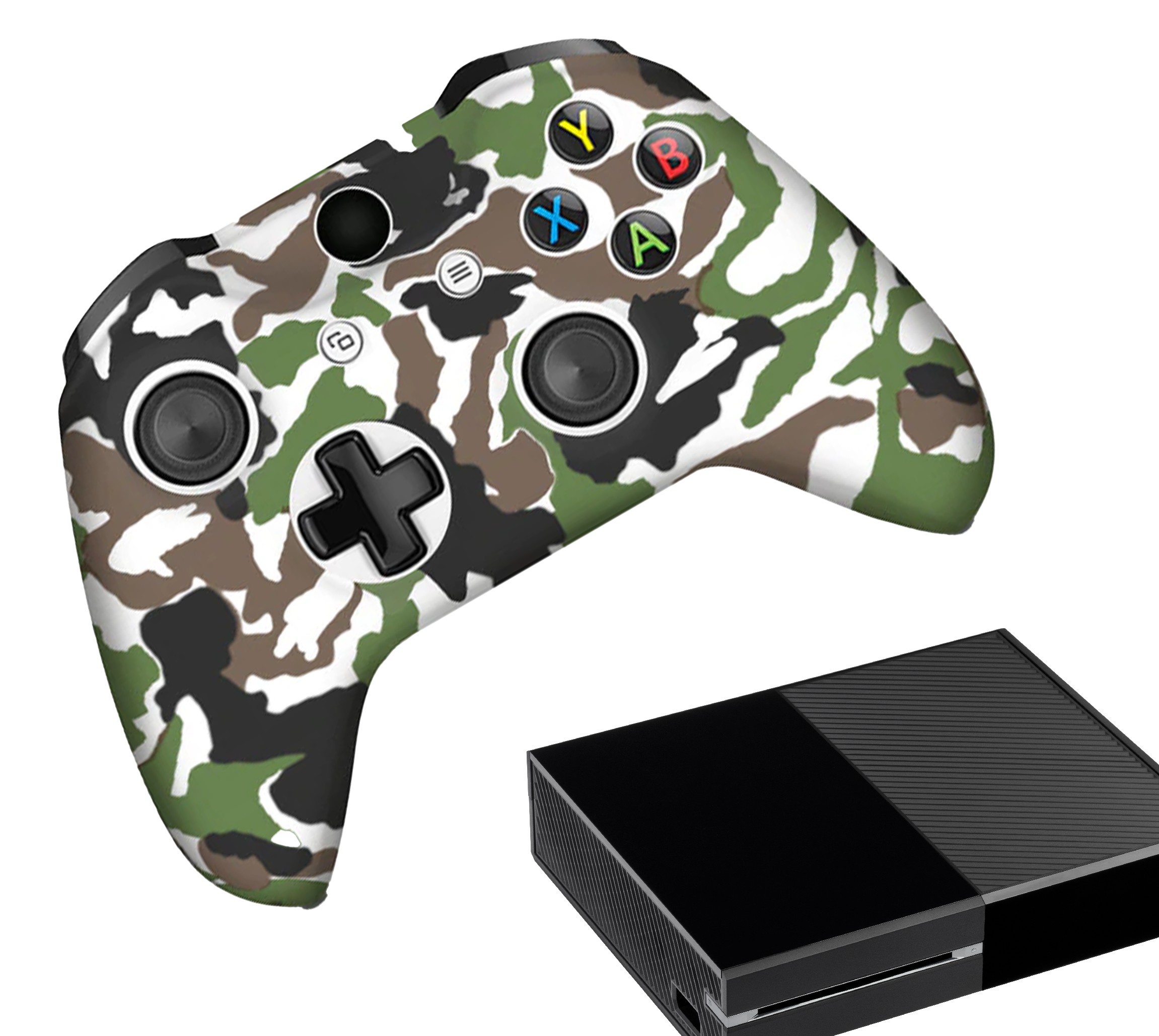 Silikon-Game-Controller-Hüllen | Performance Anti-Rutsch-Hautschutzhülle | Softcover-Griffhülle | Camo - Grün/Weiß | Zubehör passend für Xbox One