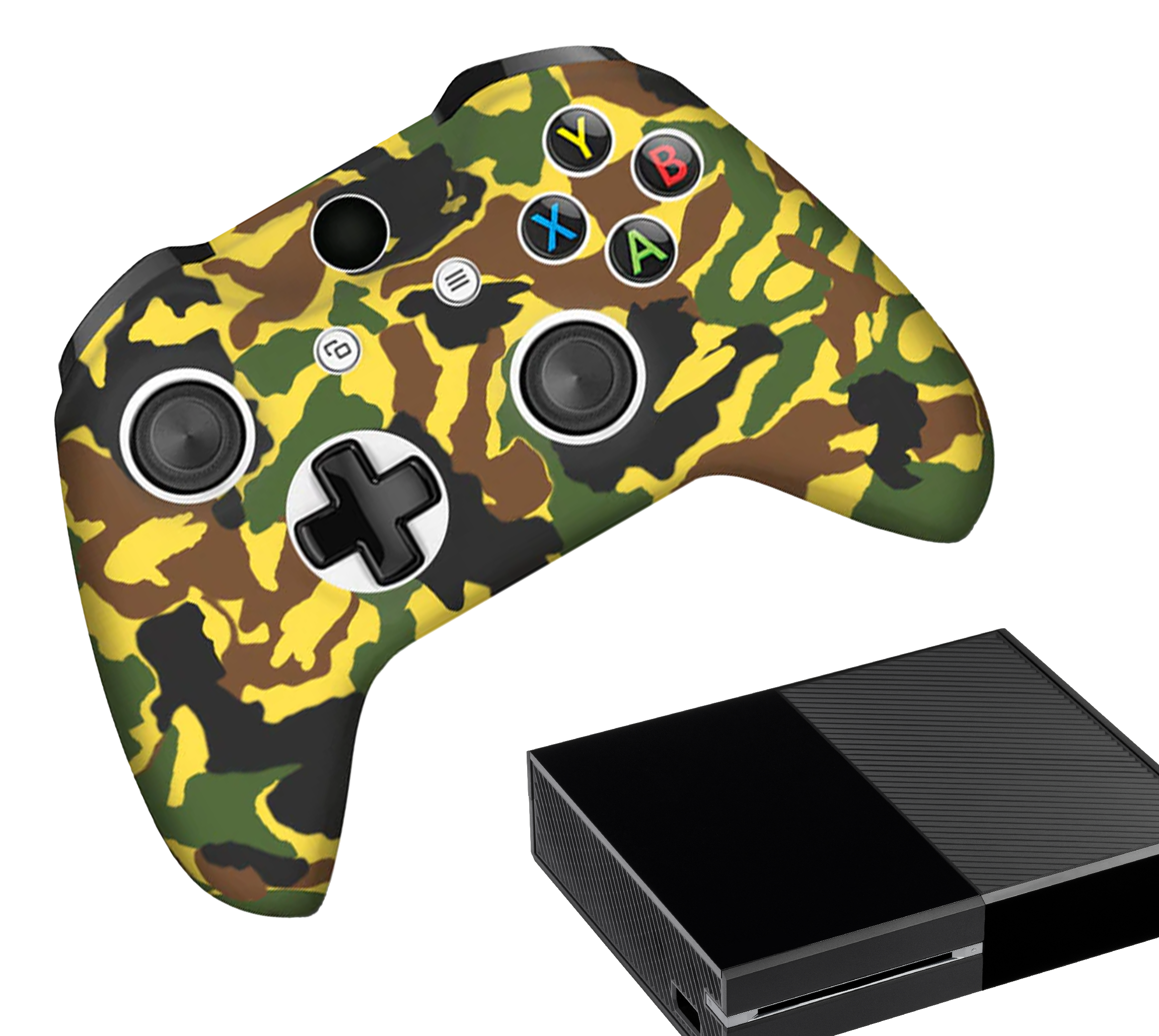 Silicone Game Controller(s) Cases | Performance Anti-slip Skin Protective Cover | Softcover Grip Case | Camo - Yellow | Accessories suitable for Xbox One