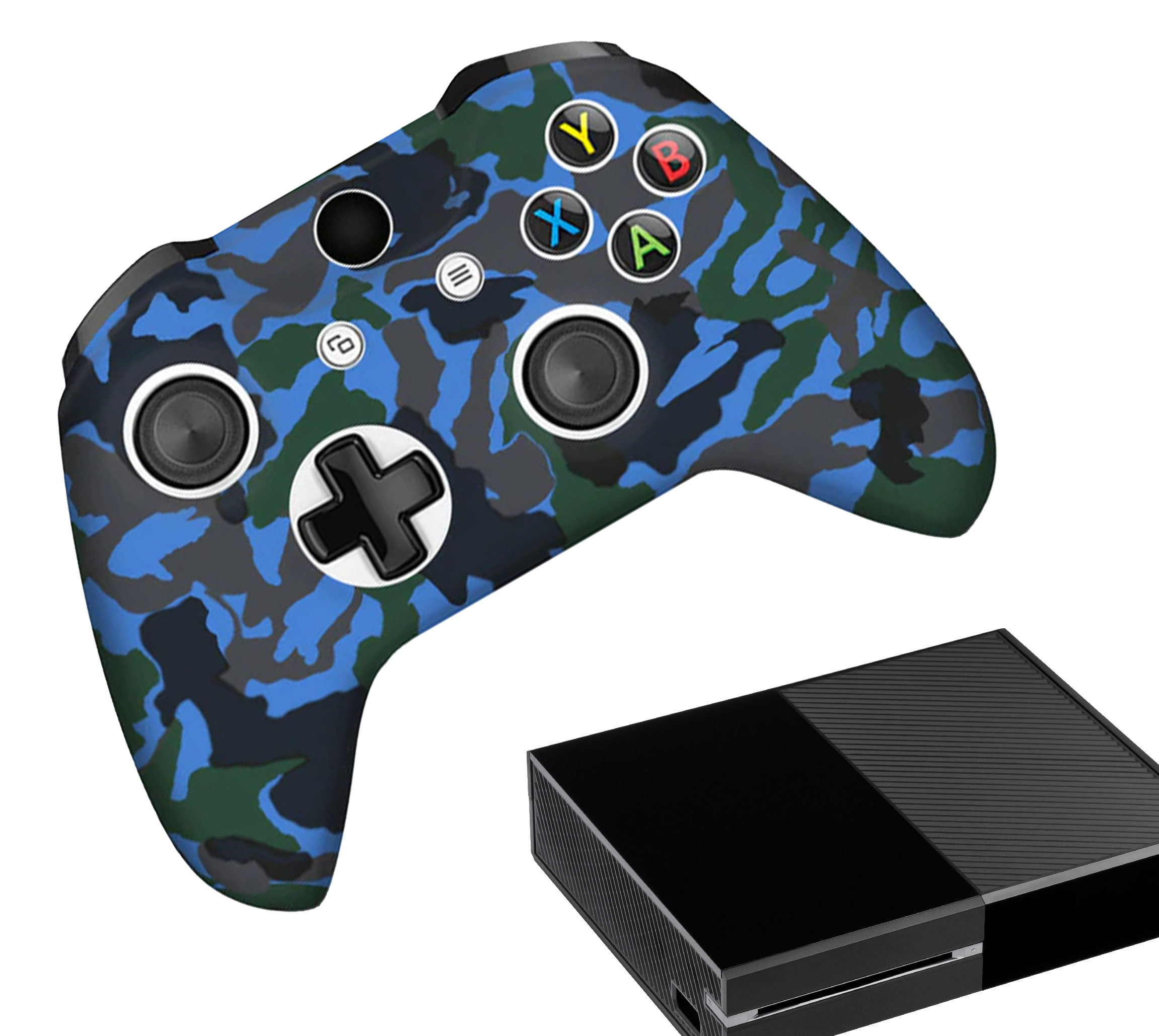 Silicone Game Controller(s) Cases | Performance Anti-slip Skin Protective Cover | Softcover Grip Case | Camo - Blue | Accessories suitable for Xbox One