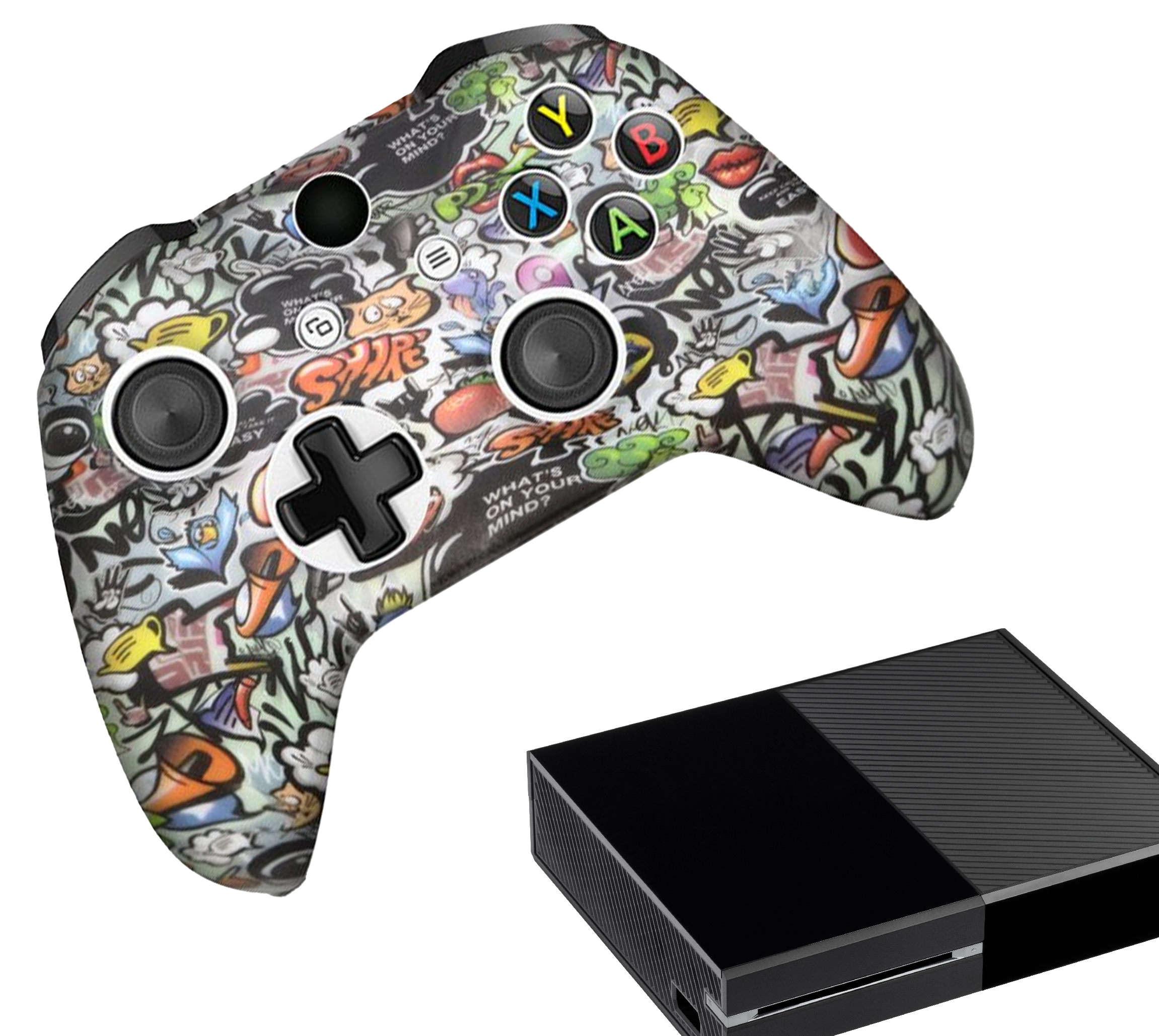 Silikon-Game-Controller-Hüllen | Performance Anti-Rutsch-Hautschutzhülle | Softcover-Griffhülle | Graffiti | Zubehör passend für Xbox One