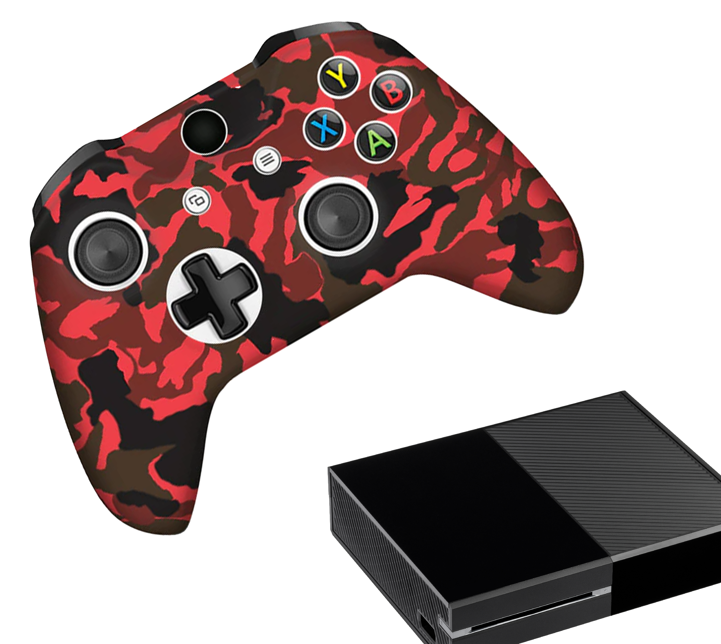 Silicone Game Controller(s) Cases | Performance Anti-slip Skin Protective Cover | Softcover Grip Case | Camo - Red | Accessories suitable for Xbox One