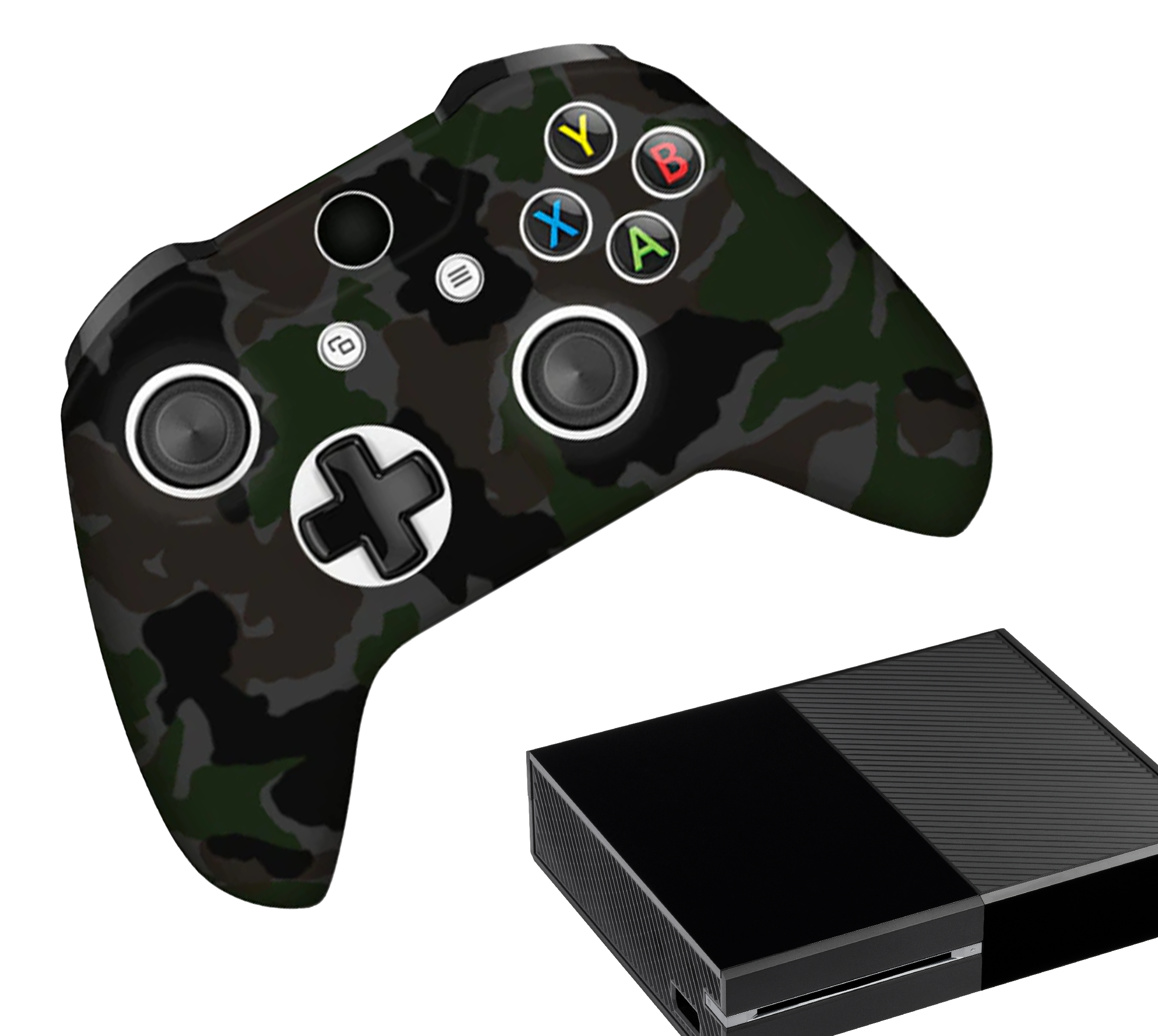 Silicone Game Controller(s) Cases | Performance Anti-slip Skin Protective Cover | Softcover Grip Case | Camo - Dark Green | Accessories suitable for Xbox One