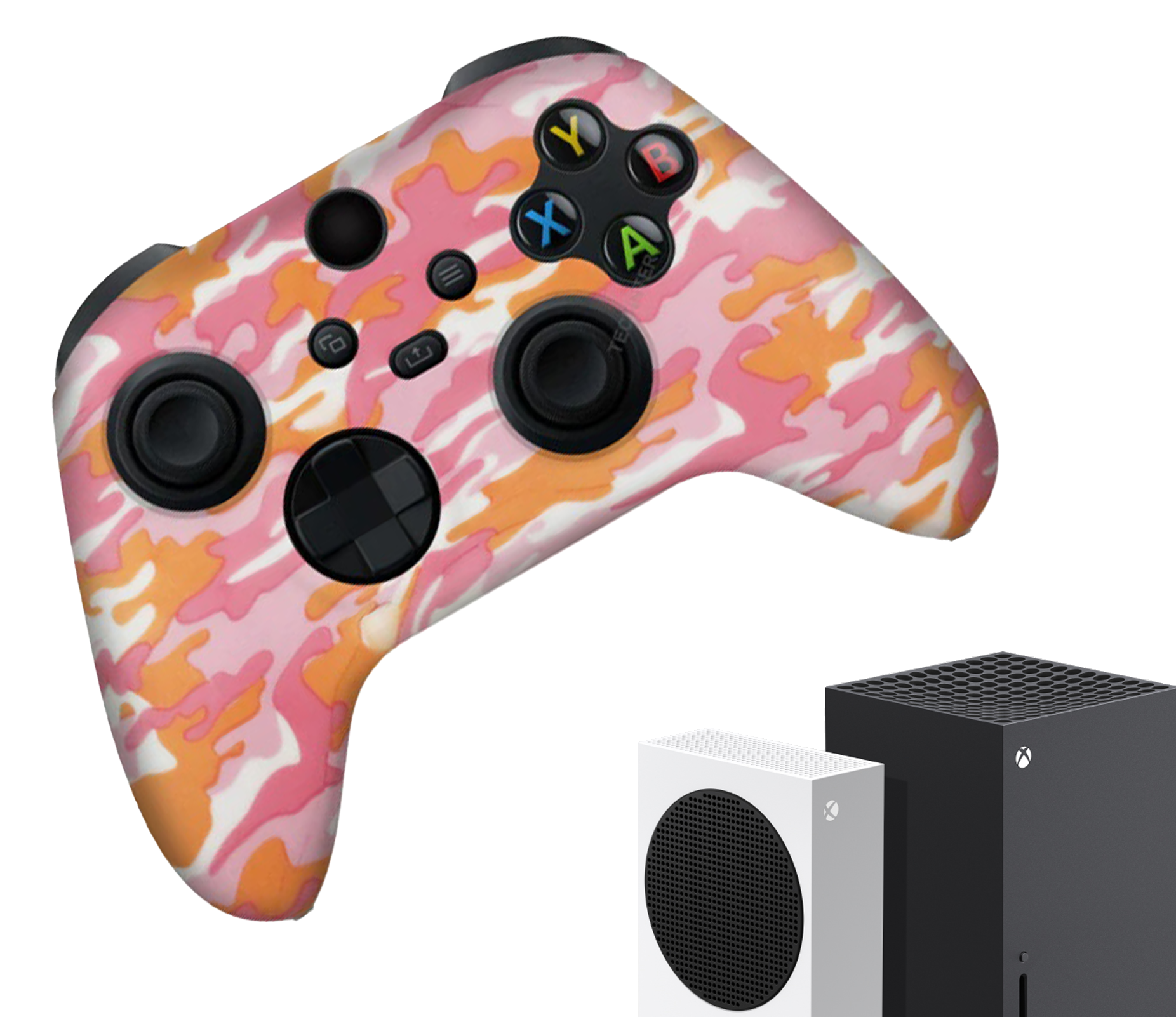 Silicone Game Controller(s) Cases | Performance Anti-slip Skin Protective Cover | Softcover Grip Case | Camo - Pink | Accessories suitable for Xbox Series X &amp; S