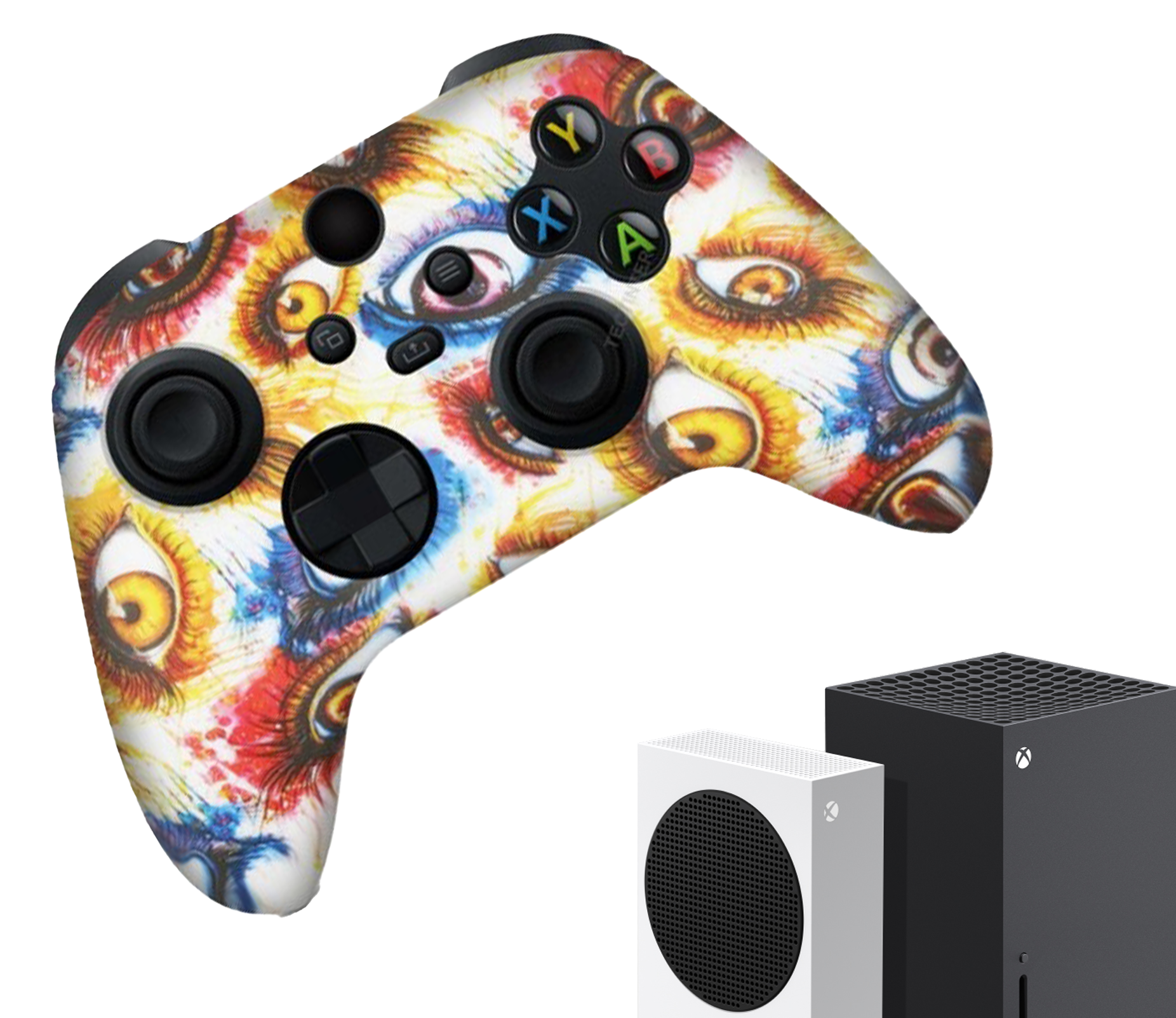 Silikon-Game-Controller-Hüllen | Performance Anti-Rutsch-Hautschutzhülle | Softcover-Griffhülle | Augen - Augen | Zubehör passend für Xbox Series X &amp; S