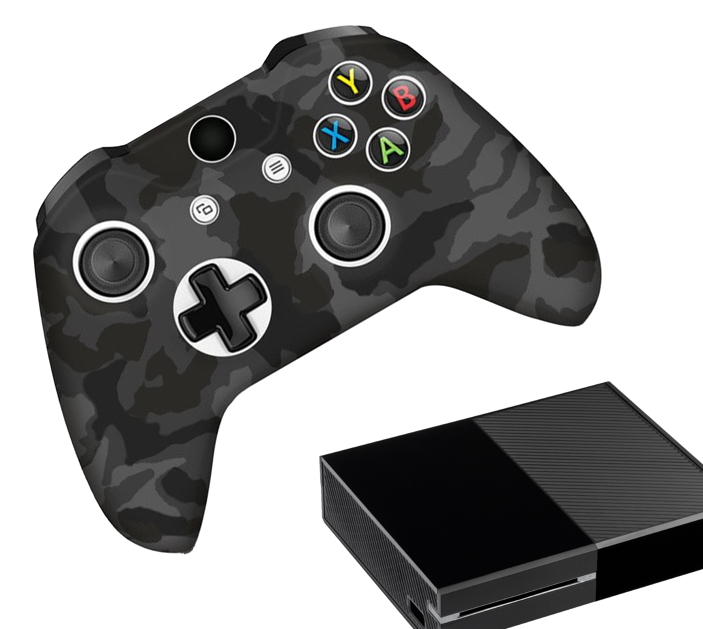 Silicone Game Controller(s) Cases | Performance Anti-slip Skin Protective Cover | Softcover Grip Case | Camo - Black | Accessories suitable for Xbox One