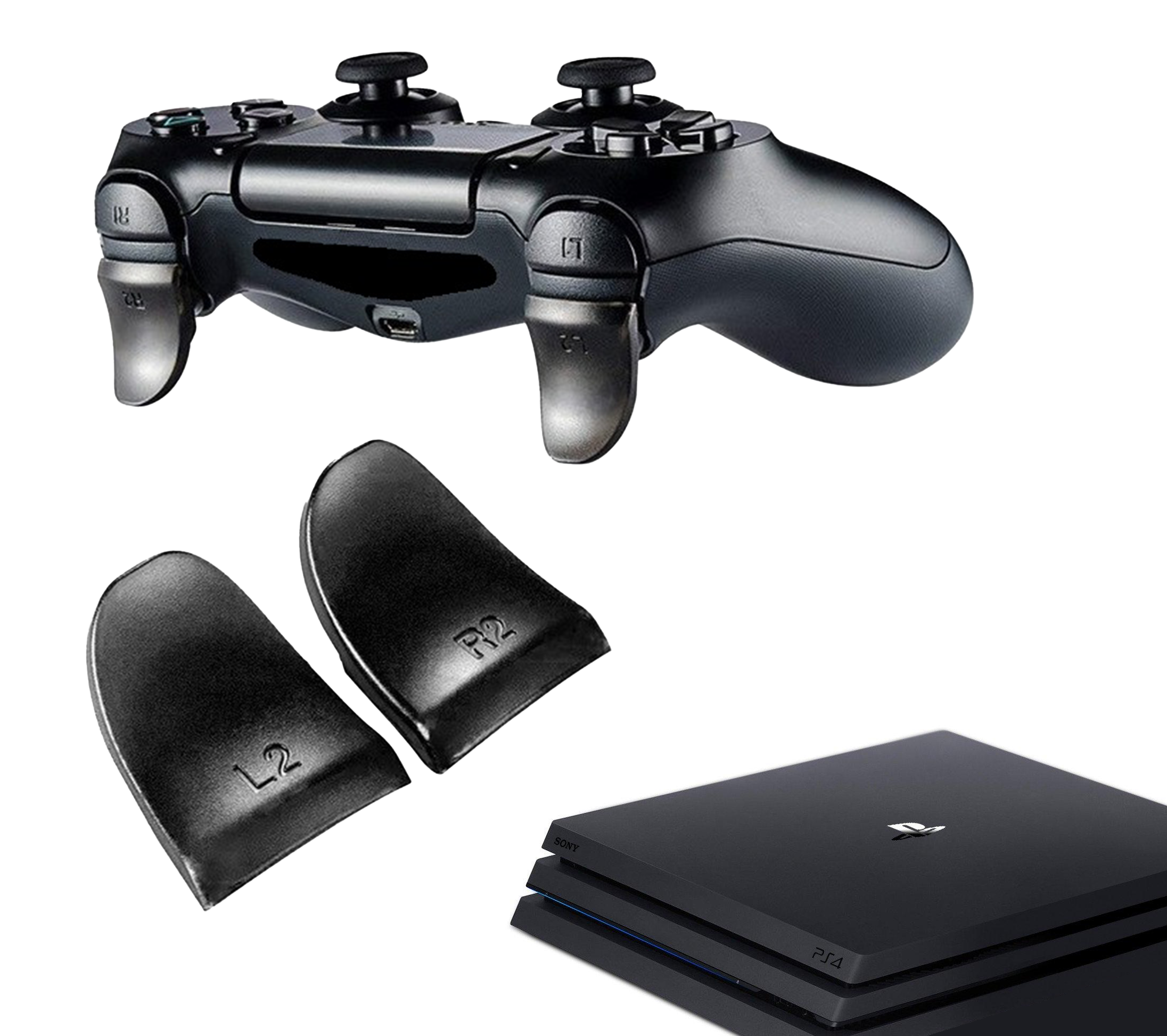 Gaming-Trigger | Trigger-Stopp-Tasten | R2 - L2 | Schwarz | Zubehör passend für Playstation 4 - PS4