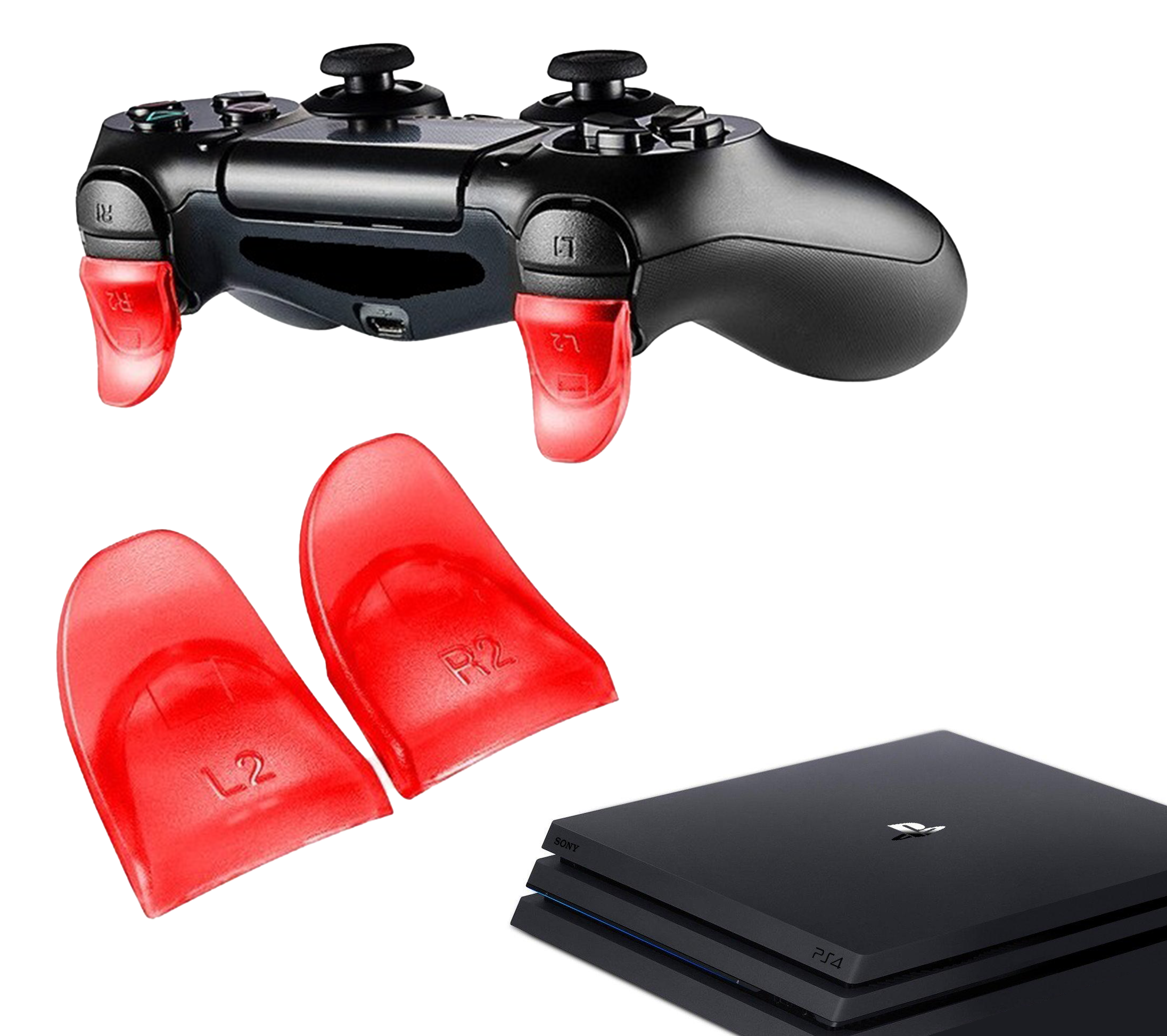 Gaming Triggers | Trigger Stops Buttons | R2 - L2 | Accessoires geschikt voor Playstation (PS4) | Rood