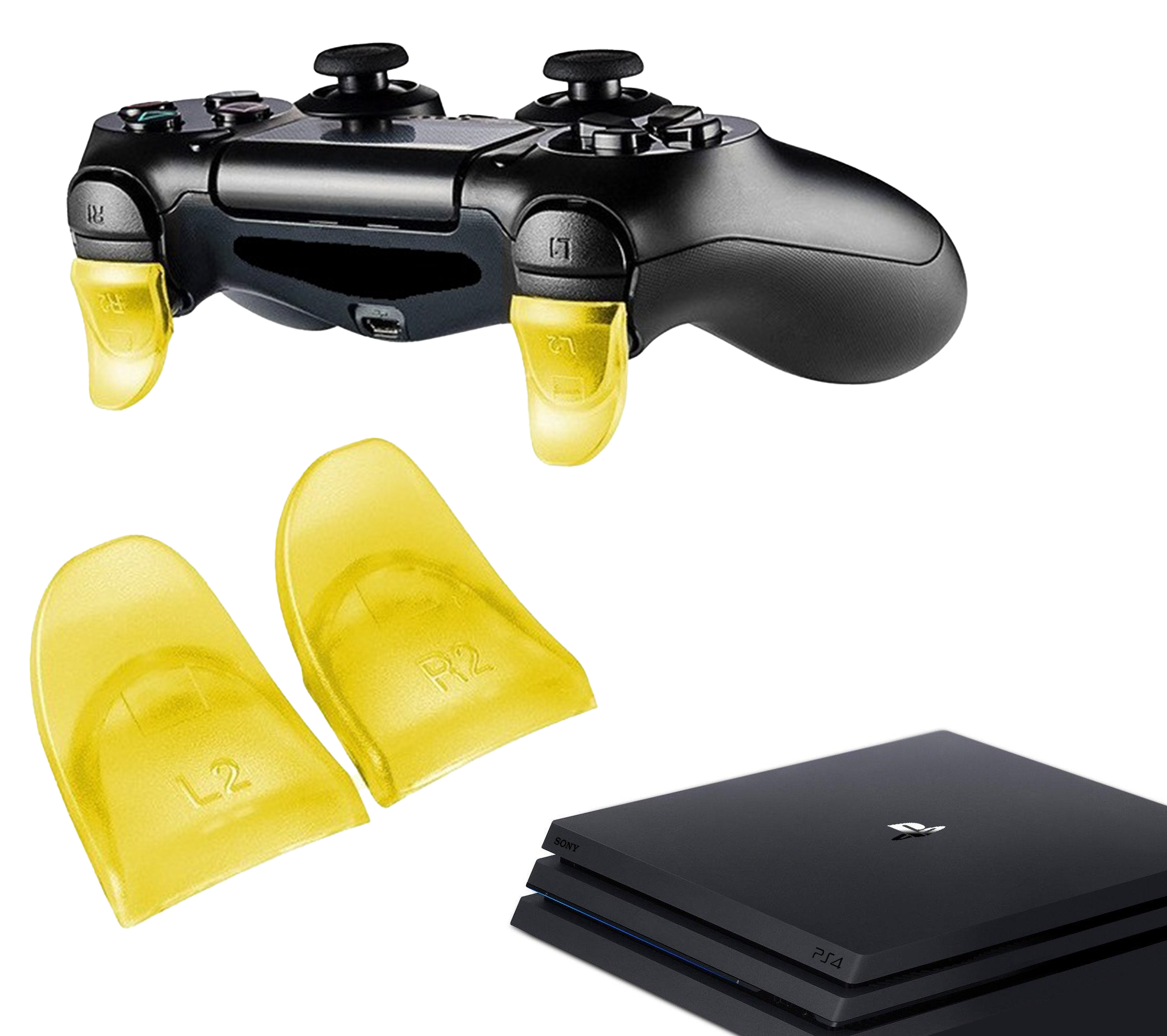 Gaming Triggers | Trigger Stop Buttons | R2 - L2 | Yellow | Accessories suitable for Playstation 4 - PS4